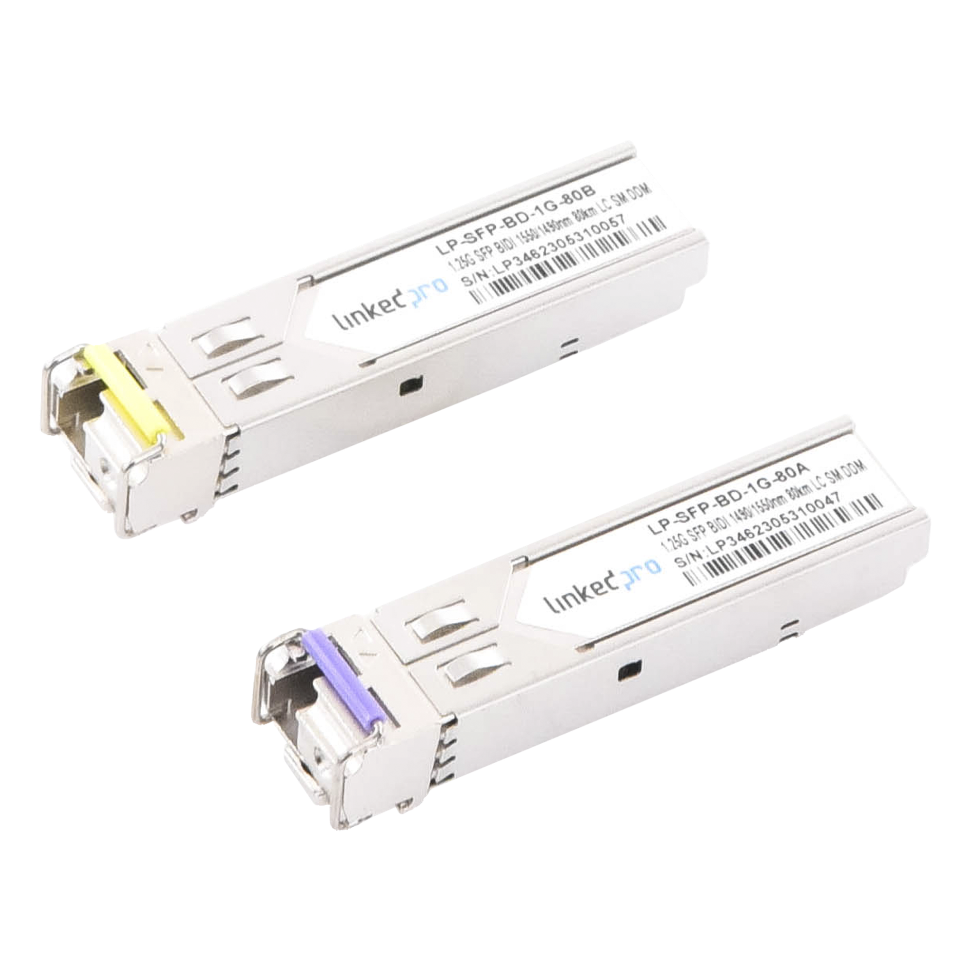 Transceptor Óptico SFP Bidireccional / Monomodo 1490/1550 nm / 1.25 Gbps / Alcance 80 km (262.5 ft) / LC/UPC Simplex / DDM / Hot-Pluggable / 2 Piezas — LINKEDPRO BY EPCOM · SKU LP-SFP-BD-1G-80