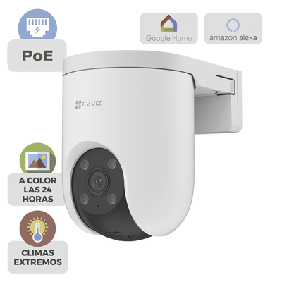 Cámara PT IP / 3 Megapixel / Panorámico 360° / IR 30 m (98.4 ft) / PoE / Audio Bidireccional / IP65 — EZVIZ · SKU CS-H8C/3MP/POE