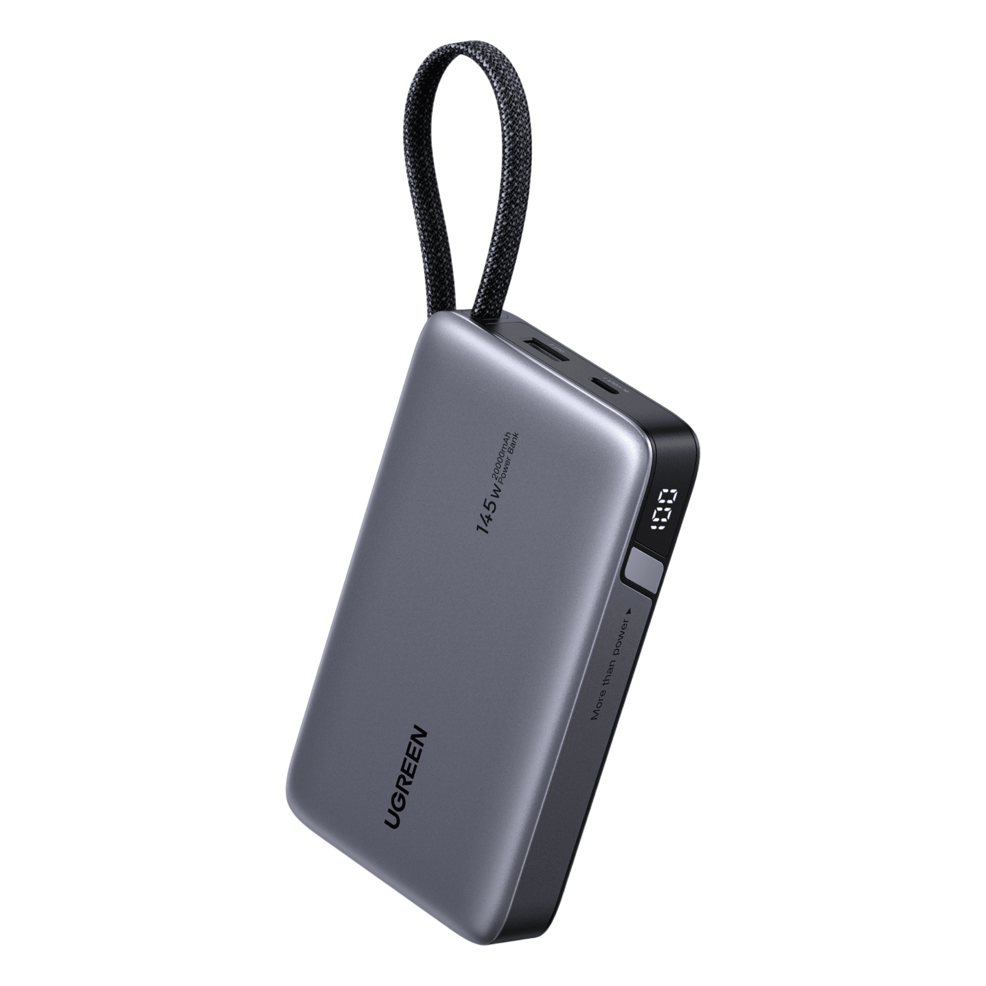 Power Bank / 20000mAh / 72Wh / Carga Rápida 100W PD 3.0 / Salida Múltiple 145W / Cable USB-C Integrado / Compacto 139x80x27 mm — UGREEN · SKU 55992B