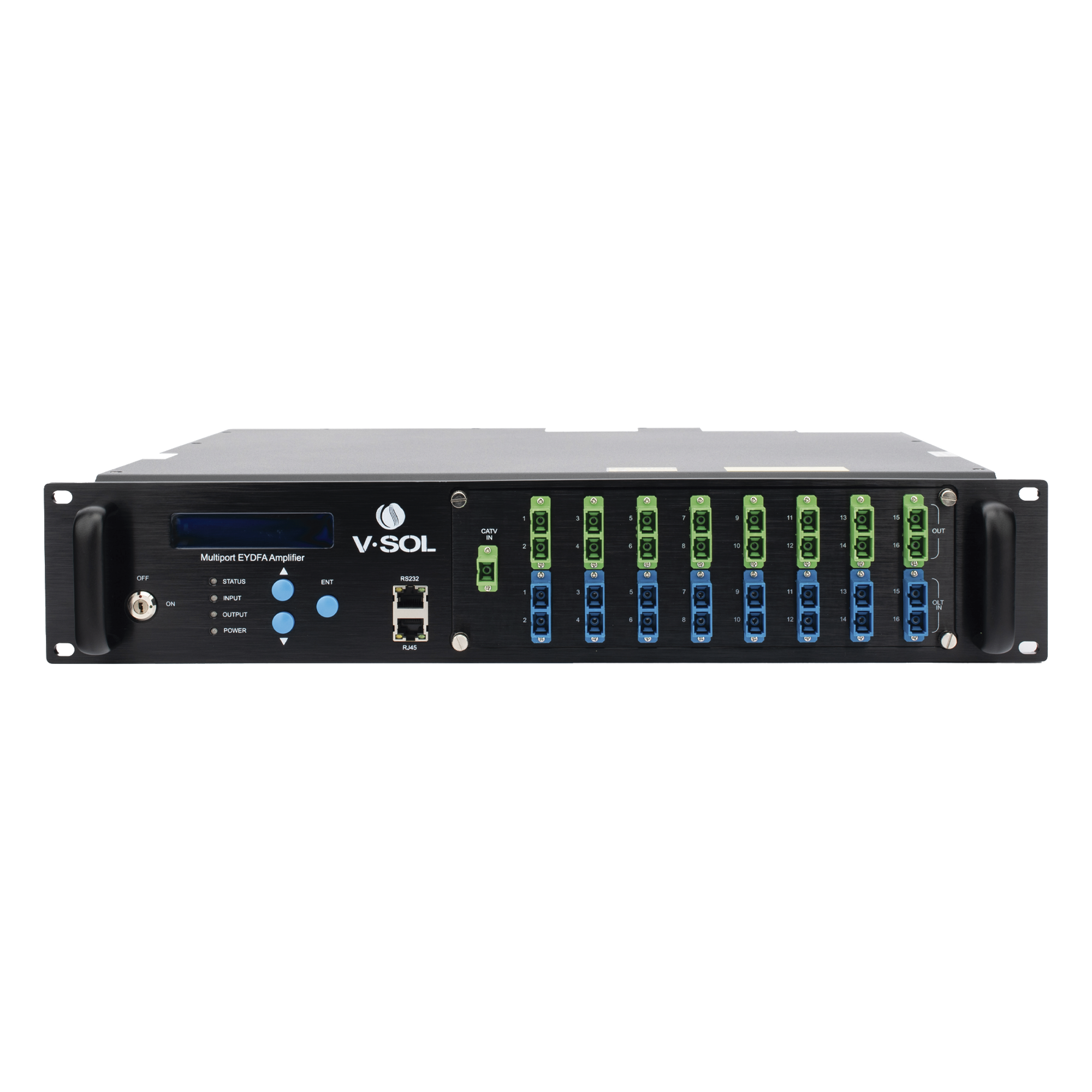 Amplificador Óptico EYDFA / 16 Puertos 1550 nm / Salida 22 dBm / GPON EPON XGS-PON / Gestión SNMP y Web — V-SOL · SKU V8816W-16P-22