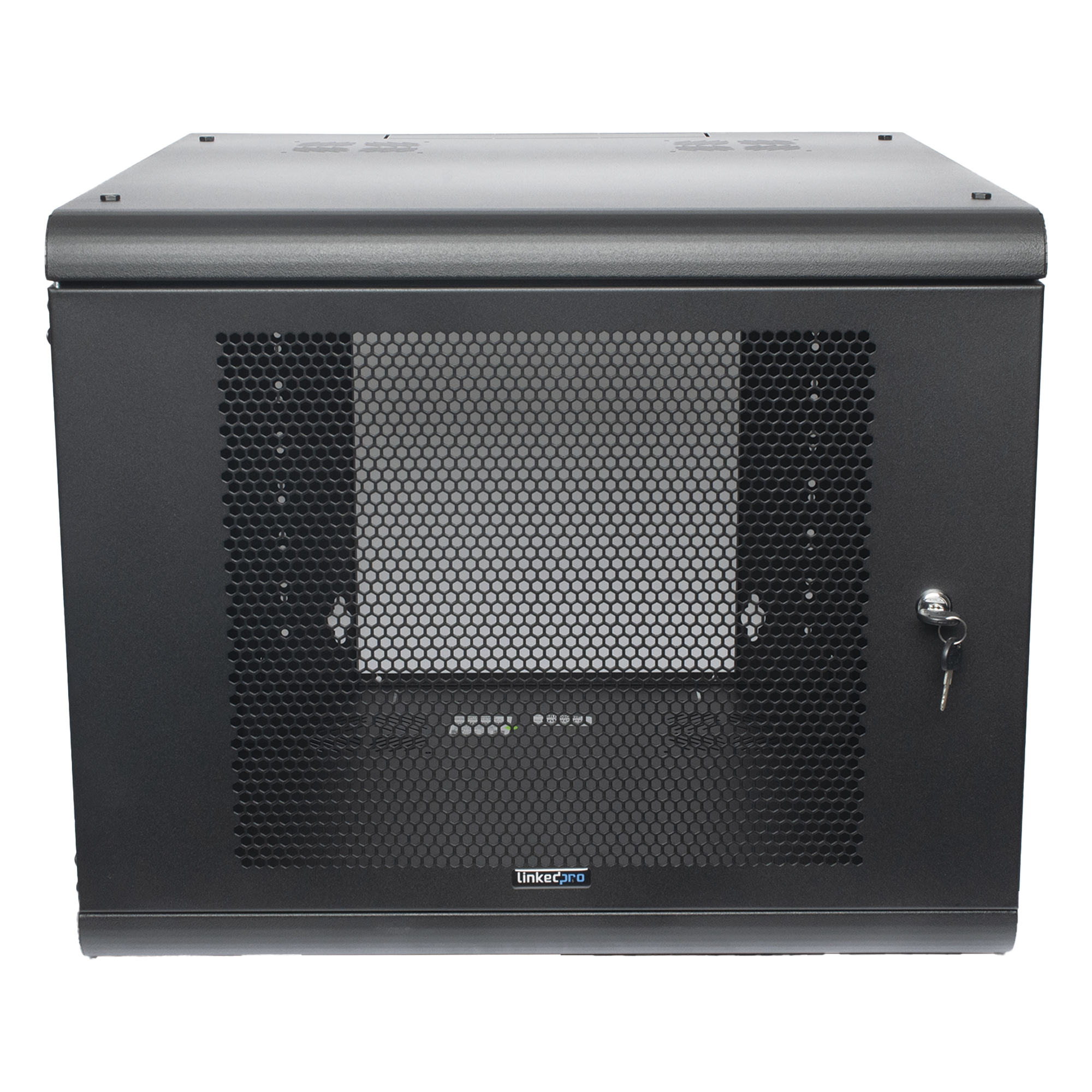 Gabinete de Pared / 9U / 635mm Profundidad / 19 in Rack / Acero Reforzado / 2.08 ft Profundidad — LINKEDPRO · SKU SR-1909-GN2P