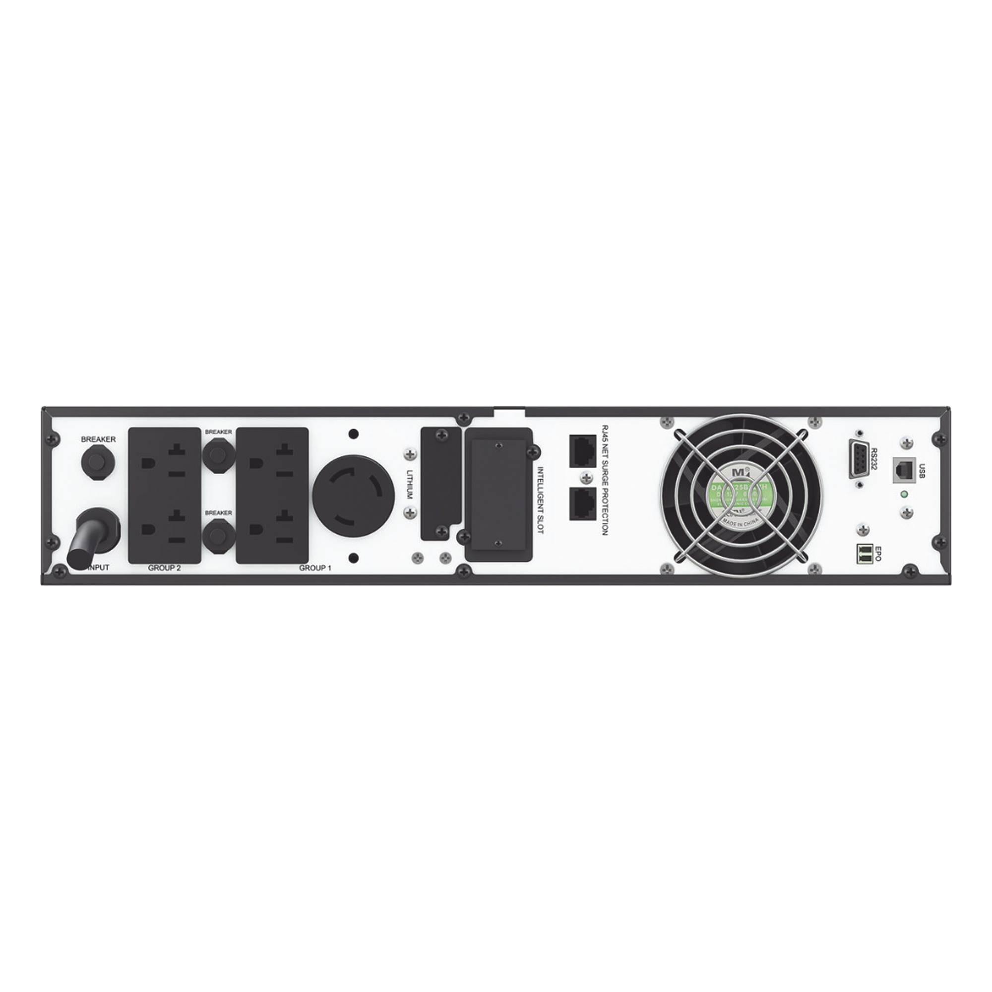 UPS Rack / 3000 VA / 2700 W / Línea Interactiva / Onda Senoidal Pura / LiFePO4 / 2 UR / 5 Tomas NEMA