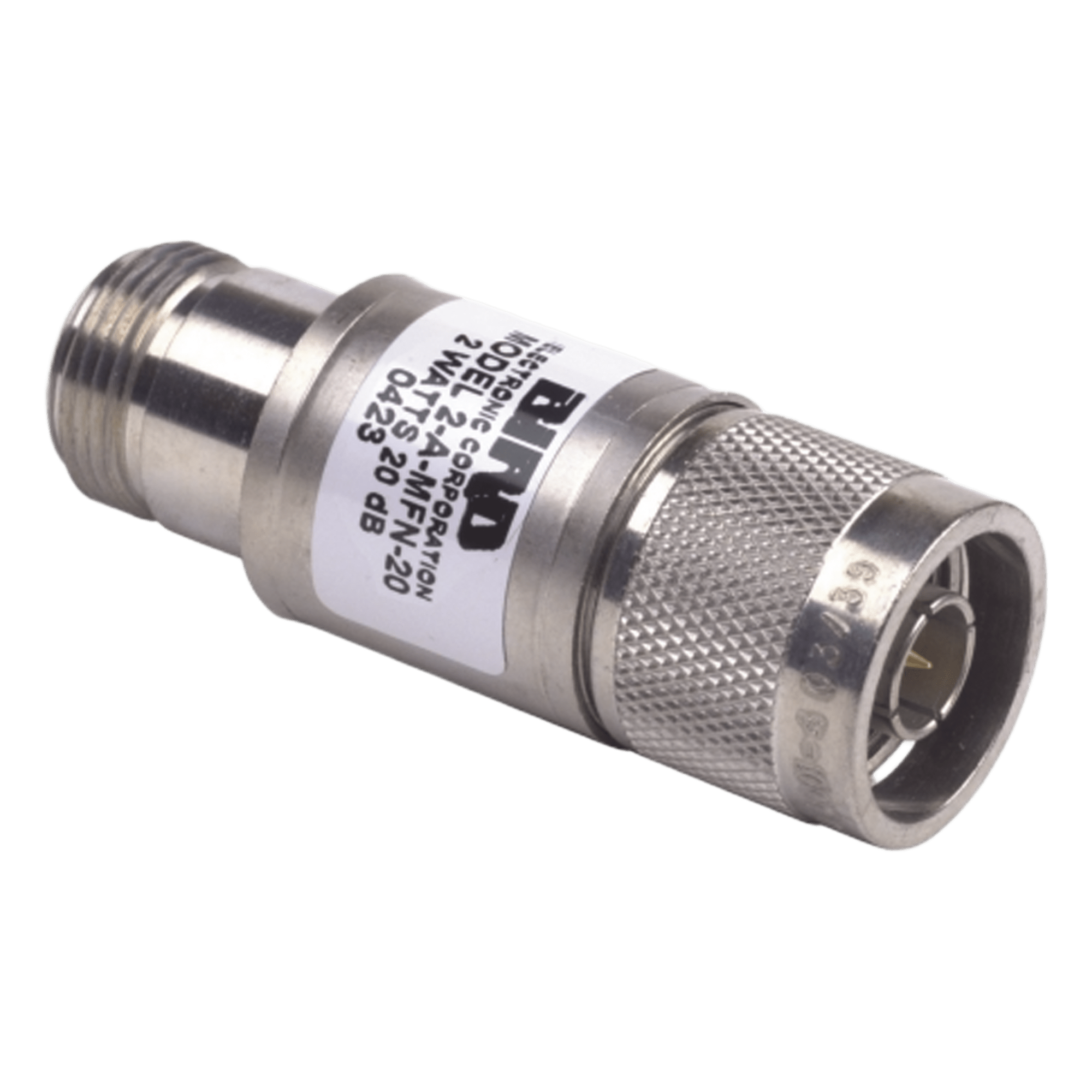 Atenuador en Línea de 20 dB, 2 W. Máximo, CD-4 GHz, Conectores N Macho-Hembra. — BIRD TECHNOLOGIES · SKU 2AMFN-20