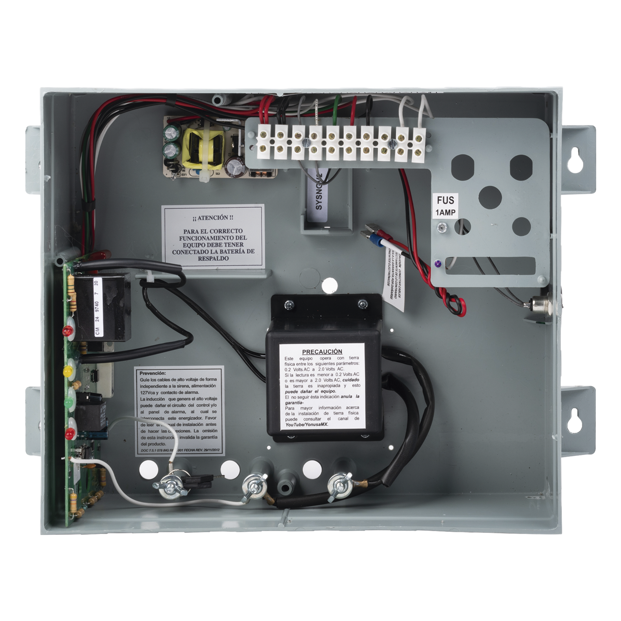 Energizador con tecnología SMT de 12,000Volts-1Joule/ 2500Mts Lineales de Protección / Cercos electricos