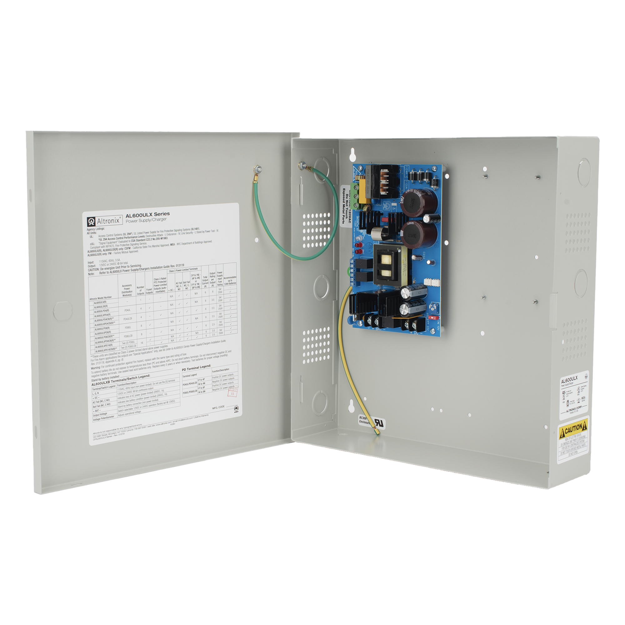 Fuente de Alimentación / 12 o 24 VCC @ 6 A / 1 Salida / Capacidad de Respaldo / Protección PTC / Aprobaciones UL — ALTRONIX · SKU AL-600-ULX