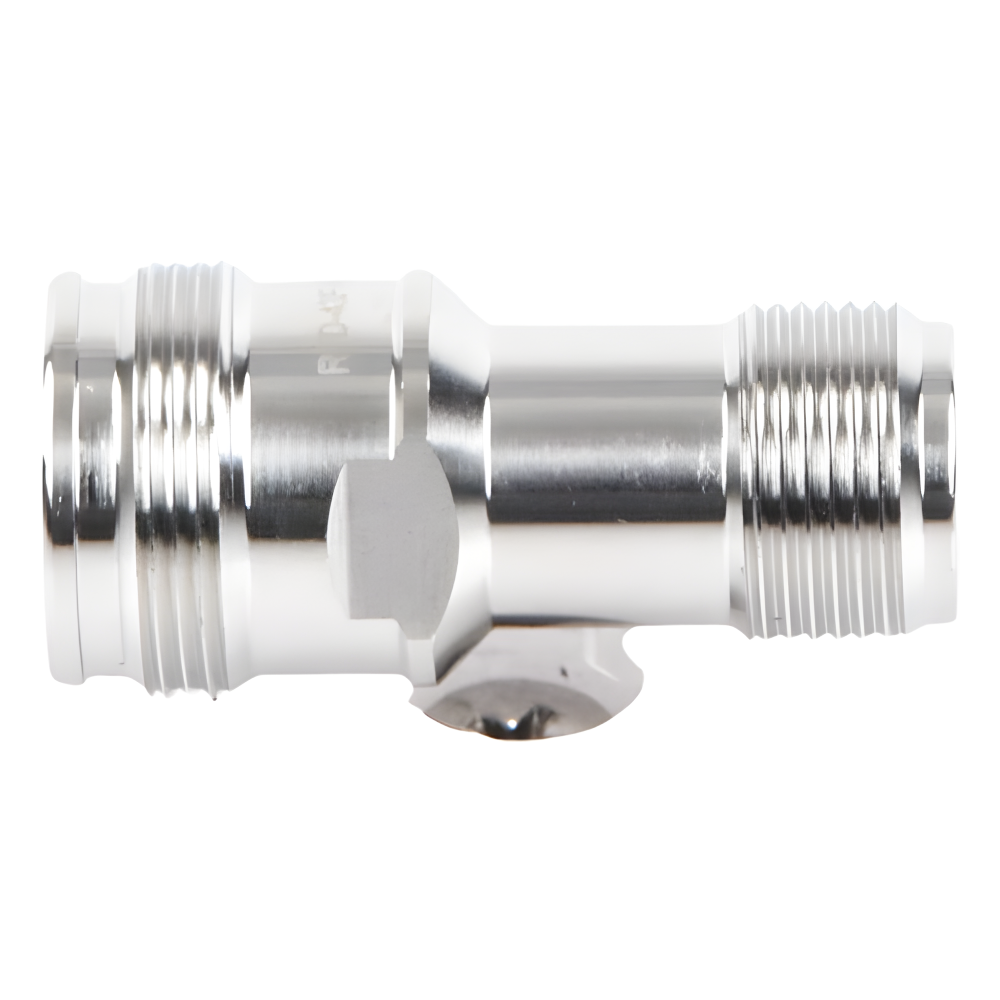 Adaptador en Línea de Conector 4.3-10 Macho a N Hembra, Bronce Blanco/ Plata/ Teflón.
