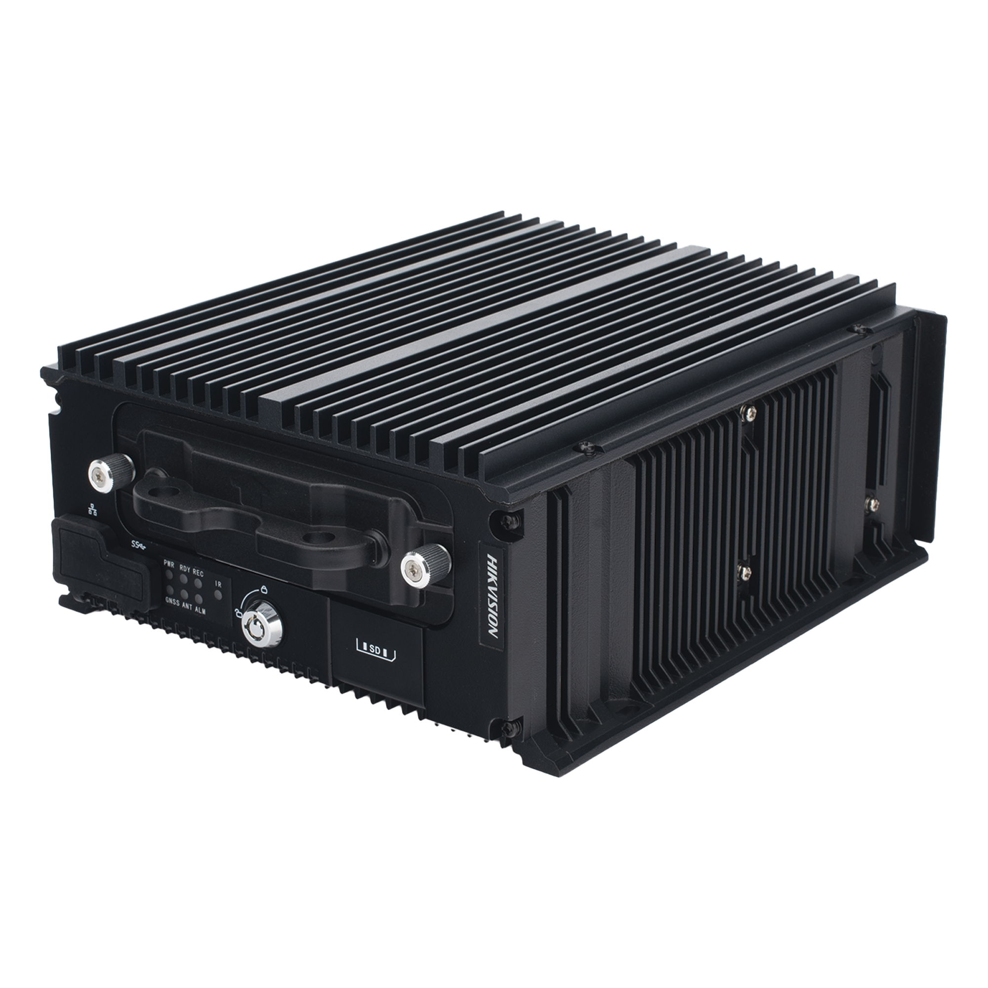 DVR Móvil Híbrido / 12 Canales / 4 TURBO HD + 8 IP PoE / H.265 / 2 Megapixel / 4G / WiFi / GPS+GLONASS / SSD 4 TB / 9-36 VDC / Sin Ventilador — HIKVISION · SKU AE-MH0408(RJ45)