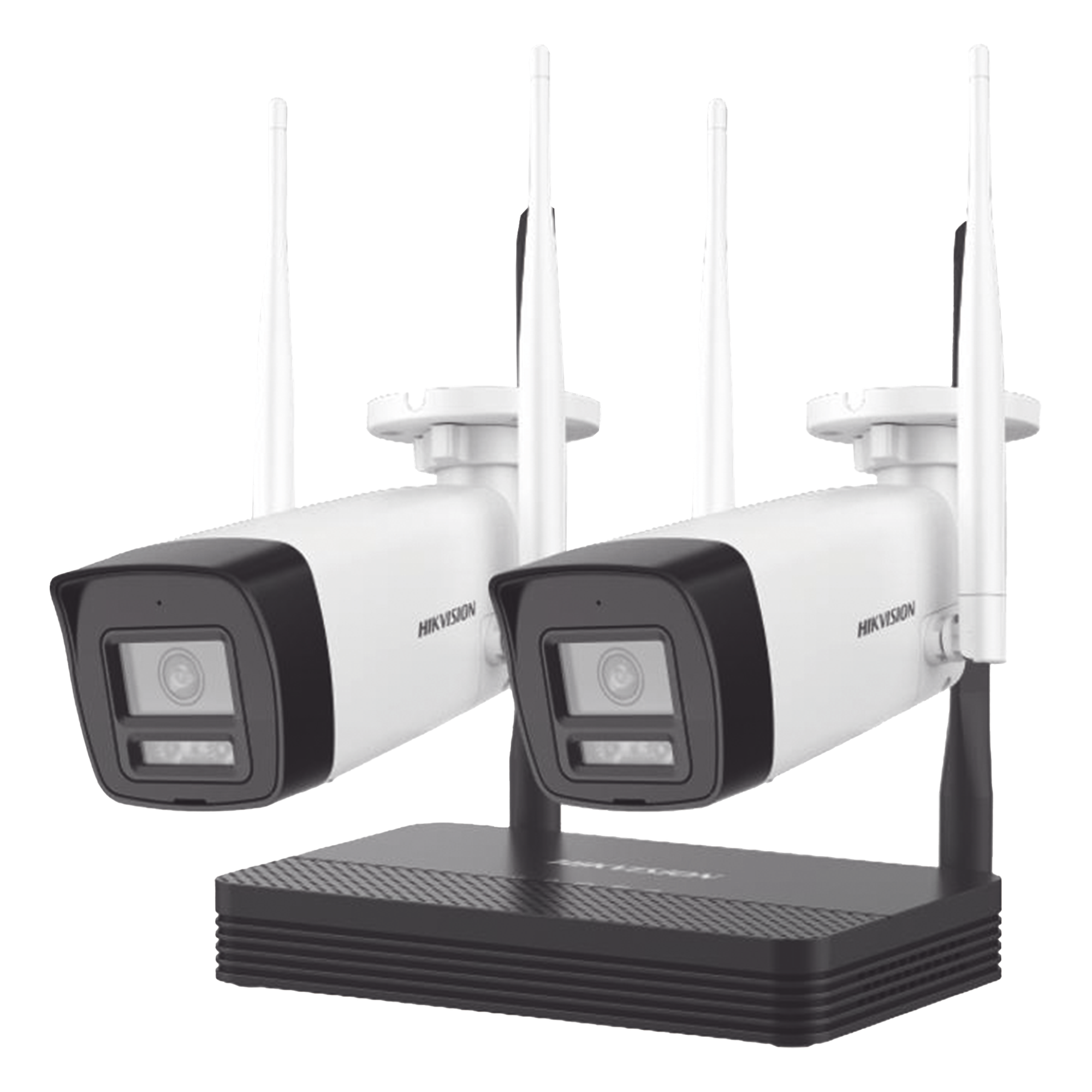 Kit IP Inalámbrico 4 Megapixel / NVS 4 Canales / 2 Cámaras Bala para Exterior con Lente 2.8 mm y Dual Light (30 mts IR + 30 mts Luz Blanca) / Audio Bidireccional (Micrófono y Bocina) / Soporta Micro SD de 512 GB