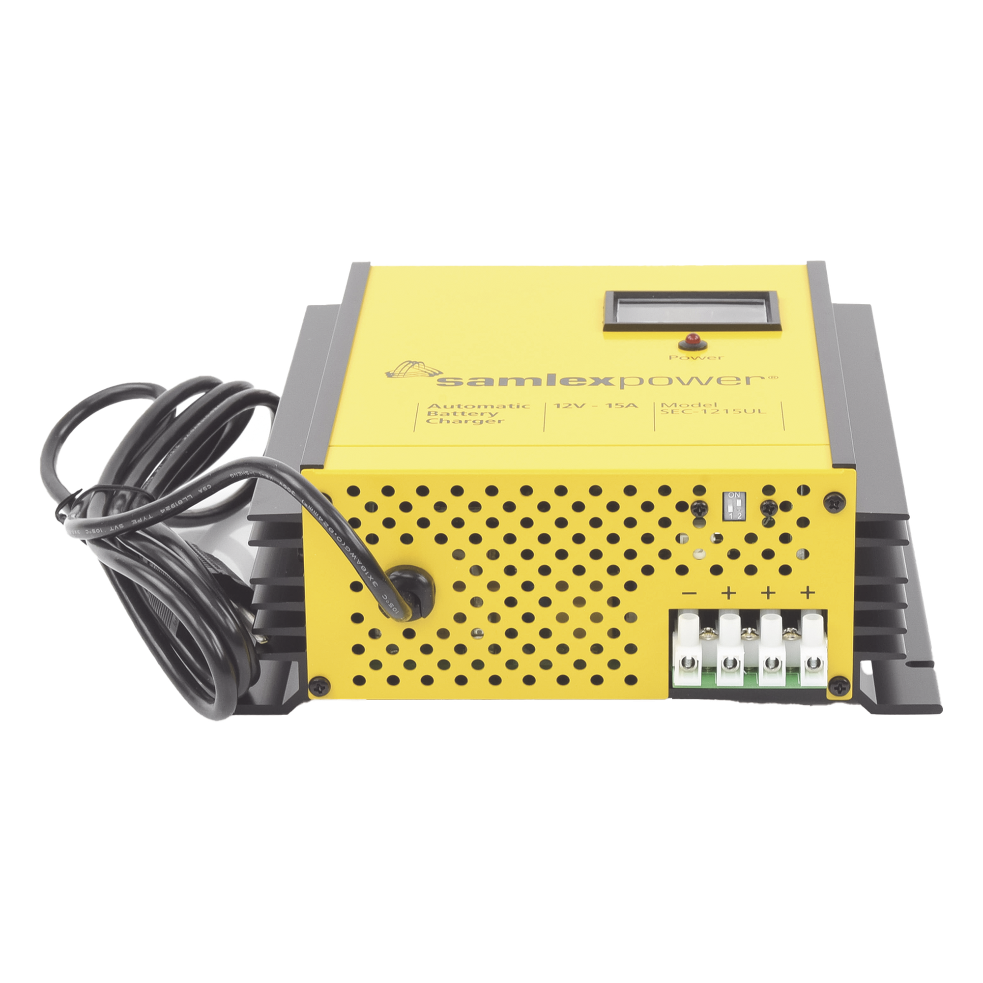 Cargador de Baterías de Plomo Ácido / 12 V / 15 A / Bancos 100 a 200 Ah / Operación Automática / Fuente de Poder y Respaldo CD — SAMLEX · SKU SEC-1215-UL