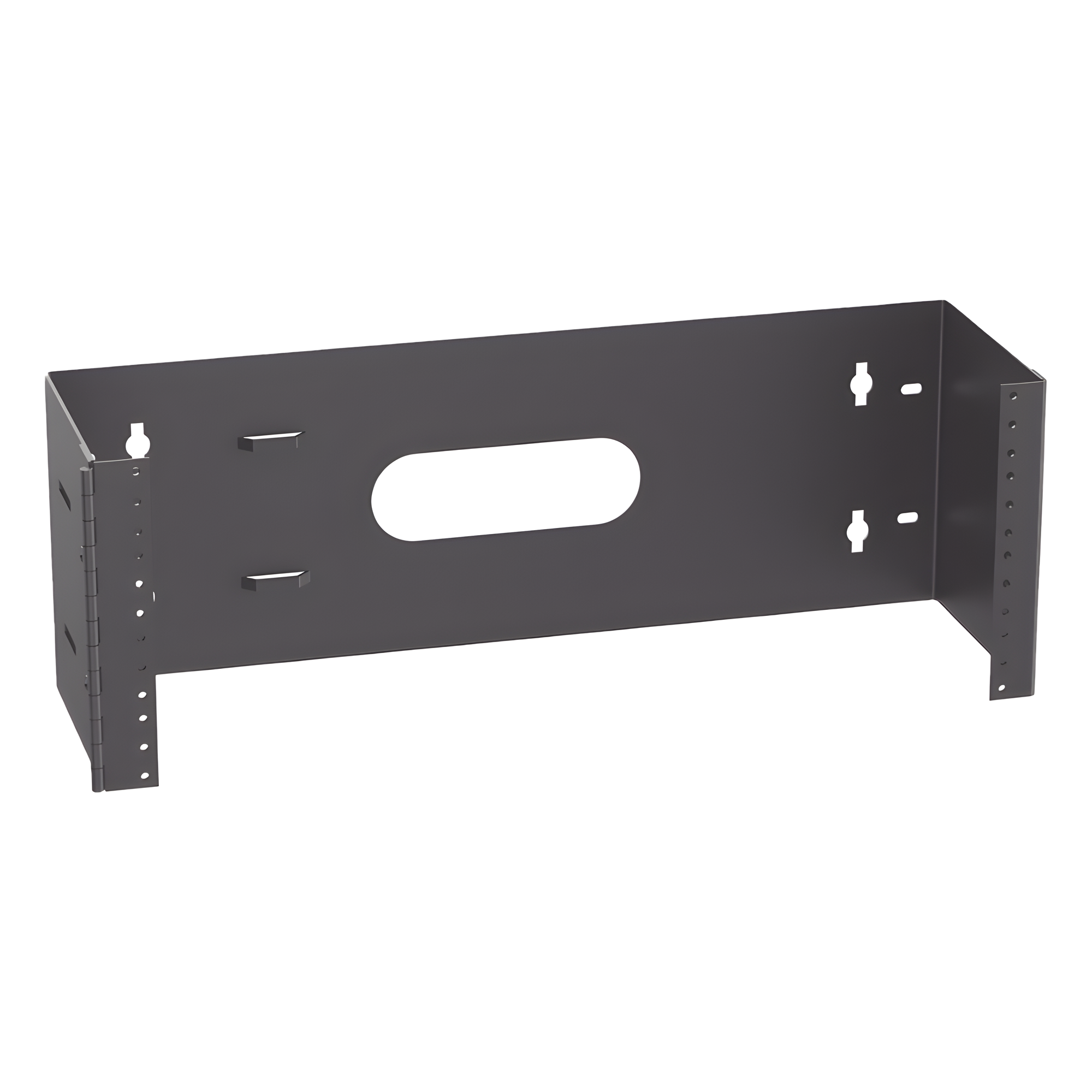 Rack Abierto de Pared con Bisagras / 4 UR / 19 in / Profundidad 159 mm (6.26 in) / Carga 18 kg (40 lb) / Bajo Perfil