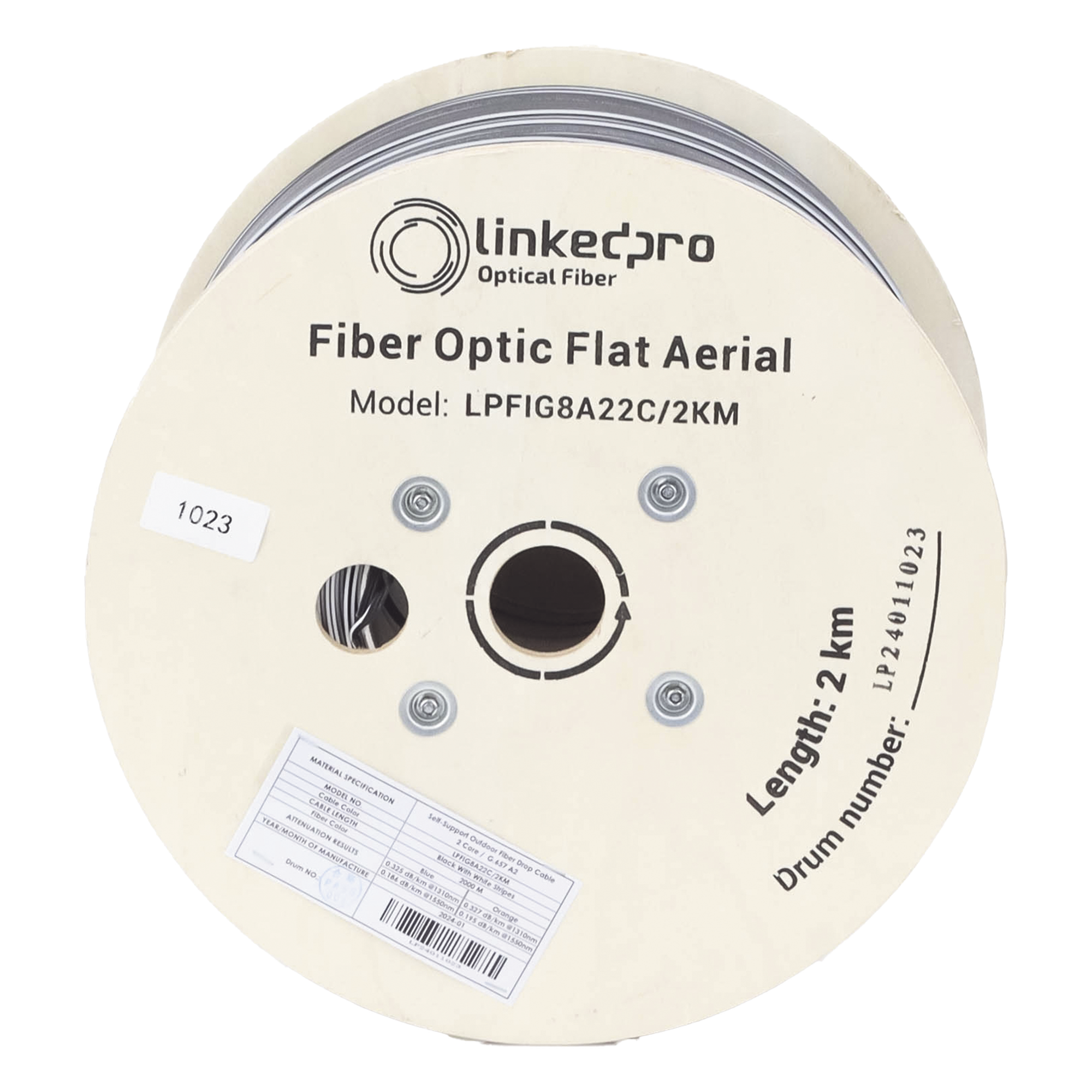 Cable Drop Aéreo / Fibra Óptica G.657A2 / Bifibra Plana / 2 km / 6561.68 pies / LS0H / 600N / -20°C a +60°C — LINKEDPRO BY EPCOM · SKU LPFIG8A22C/2KM
