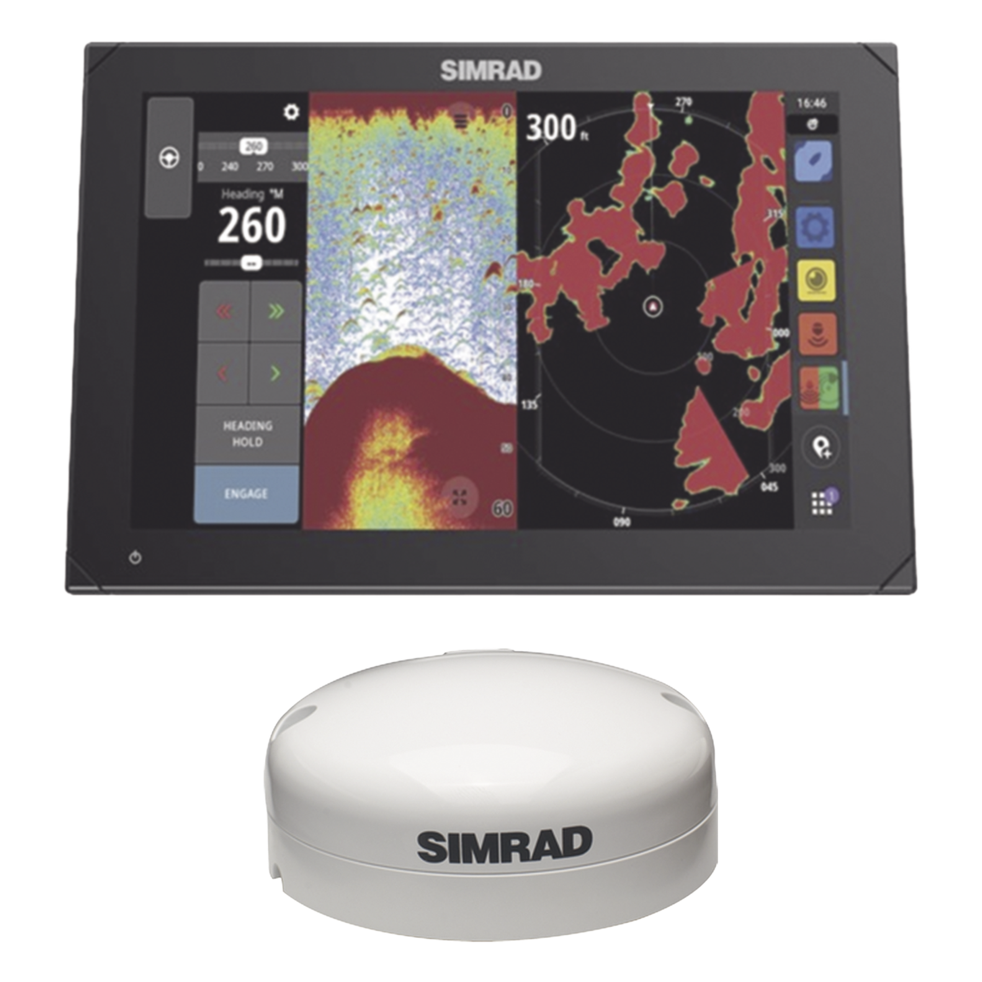 Pantalla Multifunción Marina / 12 Pulgadas / Ecosonda 1 kW / GPS GNSS 10 Hz / NMEA 2000 / Wi-Fi / Radar Halo / IP Video — SIMRAD · SKU NSX-12GPS-KIT