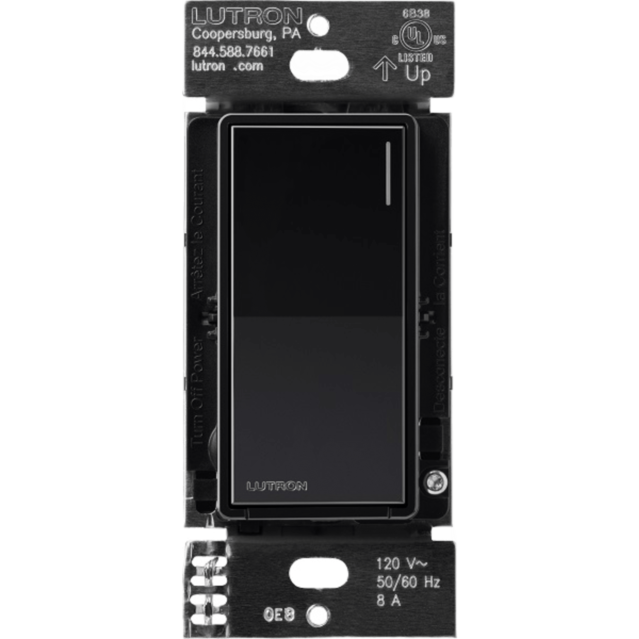 Interruptor Inteligente On/Off / 8 A Iluminación / 5.8 A Motor / Neutro Requerido / LED Ajustable / RadioRA 3 / Negro — LUTRON ELECTRONICS · SKU RRST8ANSBL