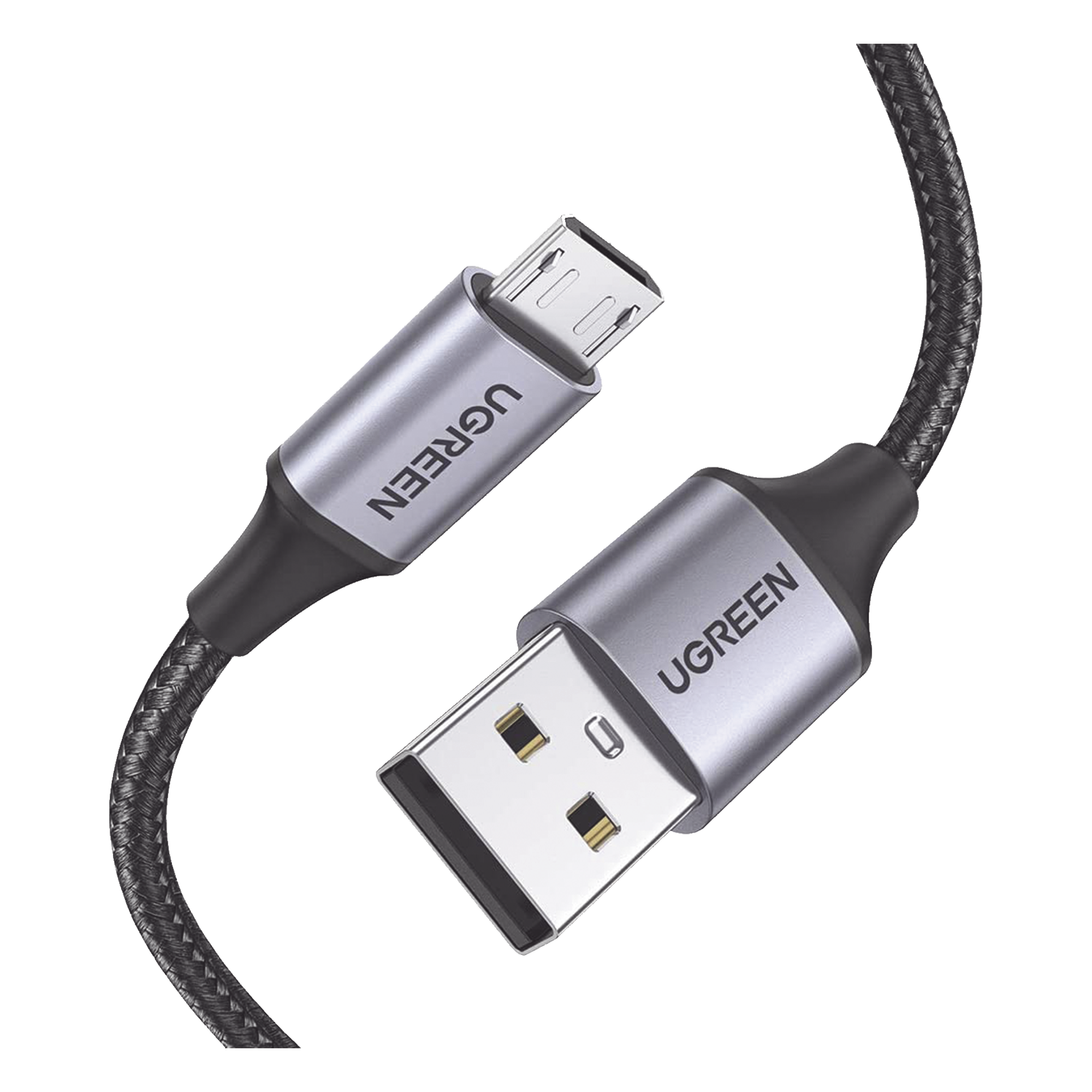 Cable USB-A a Micro USB / 1 Metro (3.28 Pies) / Carga Rápida 18W / QC 3.0/2.0 / Transferencia 480 Mbps / Nylon Trenzado / Aluminio — UGREEN · SKU 60146