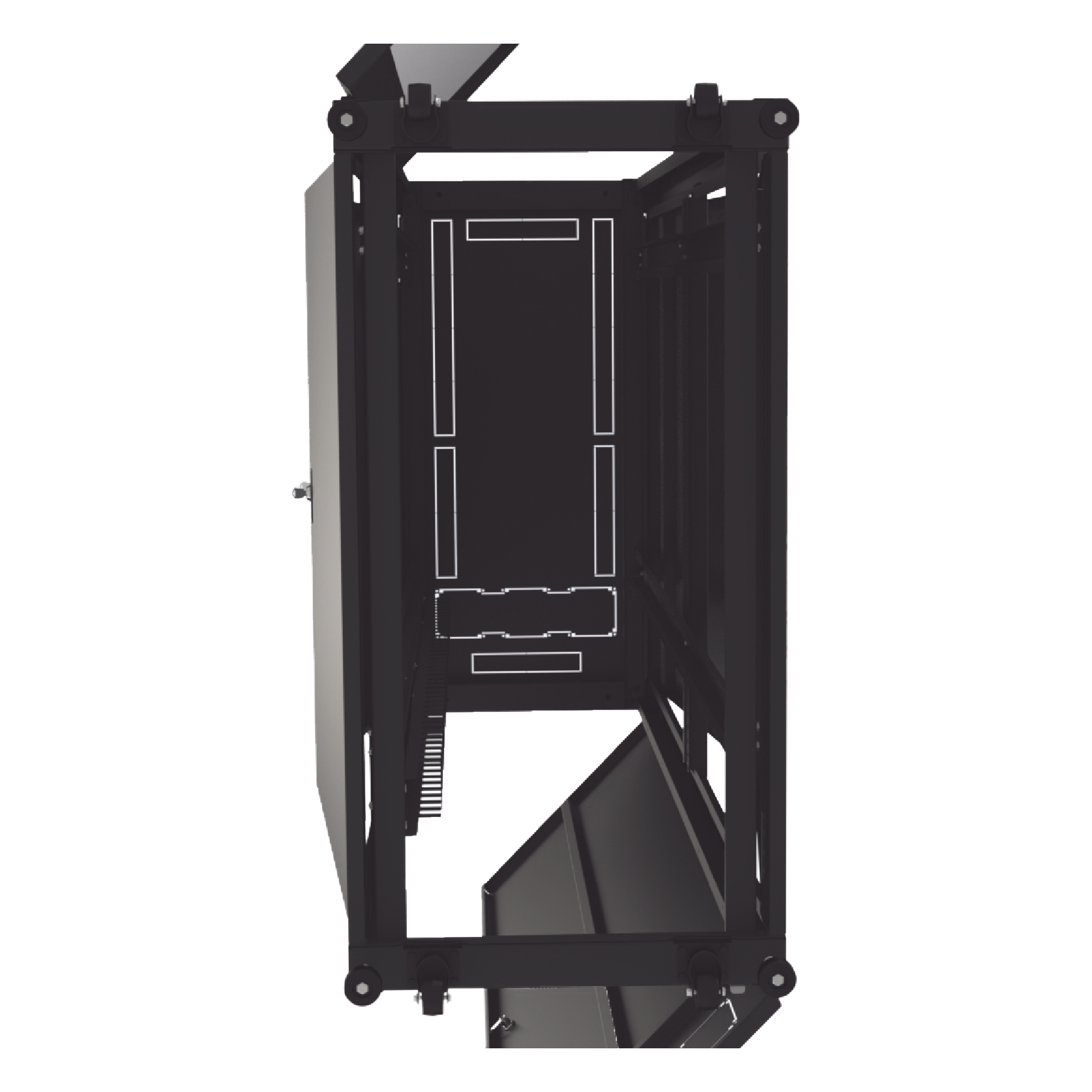 Gabinete de Piso para Telecomunicaciones / 45 UR / 1200 mm (3.94 ft) Profundidad / Carga 1300 kg / Puerta con Cristal Templado / 4 Postes Ajustables
