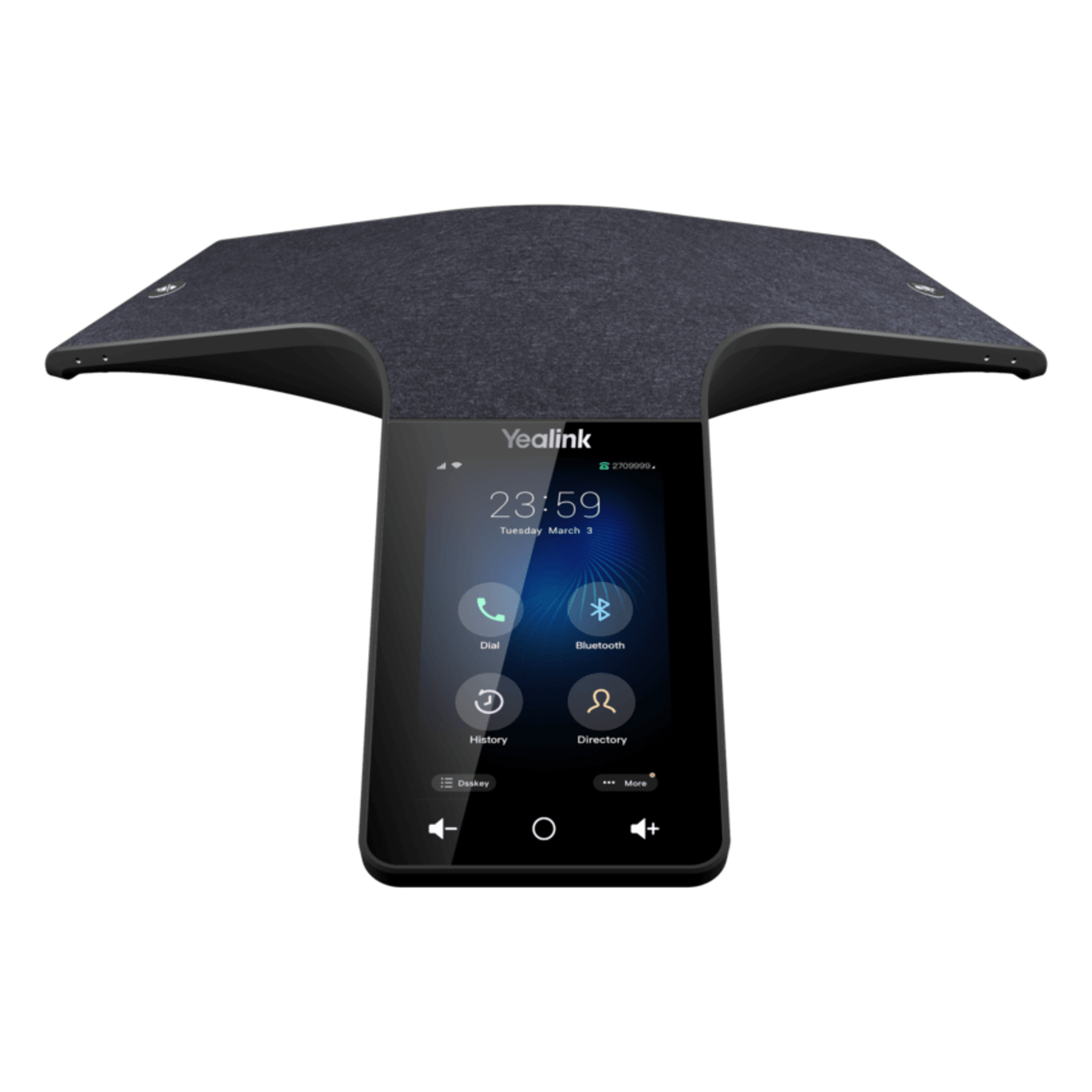 Teléfono de Conferencias IP / 12+1 Micrófonos / Cancelación de Ruido 360° / Alcance 6 m (19.7 ft) / Pantalla Táctil 5' / Wi-Fi Dual Band / Certificación Microsoft Teams