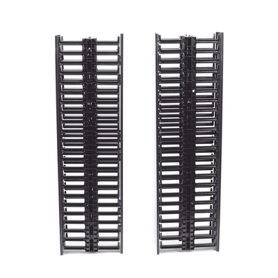 Organizador Vertical NetRunner, Sencillo (Solo Frontal), Para Rack Abierto de 45 Unidades, 4.9in de Ancho, Color Negro
