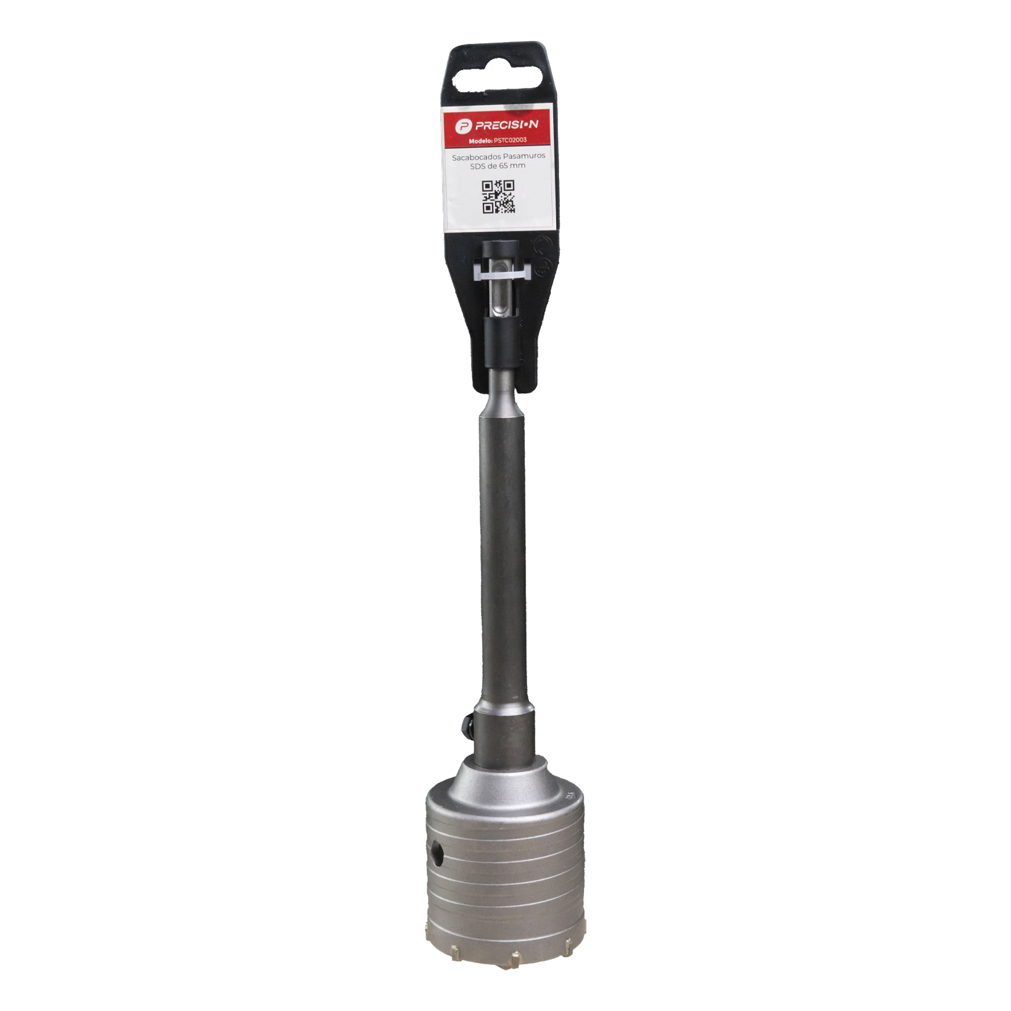Broca Pasamuros SDS / 65 mm / Extensión 220 mm / Triple Filo / Carburo de Cobalto / Concreto — PRECISION · SKU PST-C02-003
