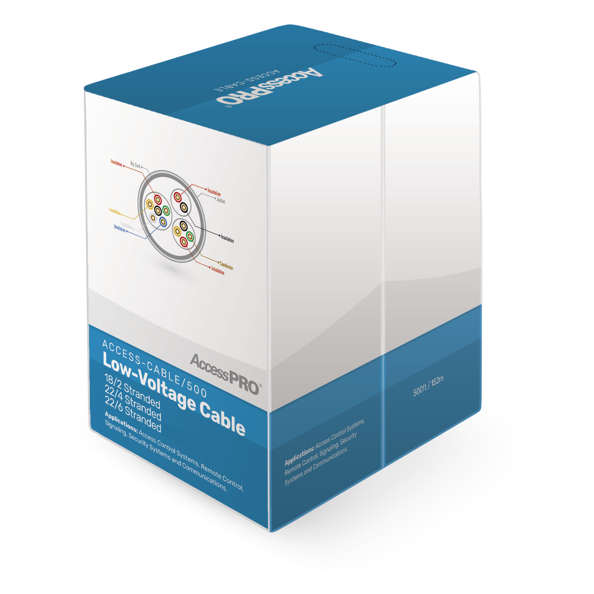Cable Compuesto para Control de Acceso / 152 m (500 ft) / 6+4 Conductores AWG22 + 2 Conductores AWG18 / 300V / -20°C a 60°C — ACCESSPRO · SKU ACCESS-CABLE/500