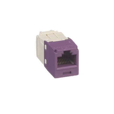 Conector Jack RJ45 Estilo TG, Mini-Com, Categoría 6, de 8 Posiciones y 8 Cables, Color Violeta