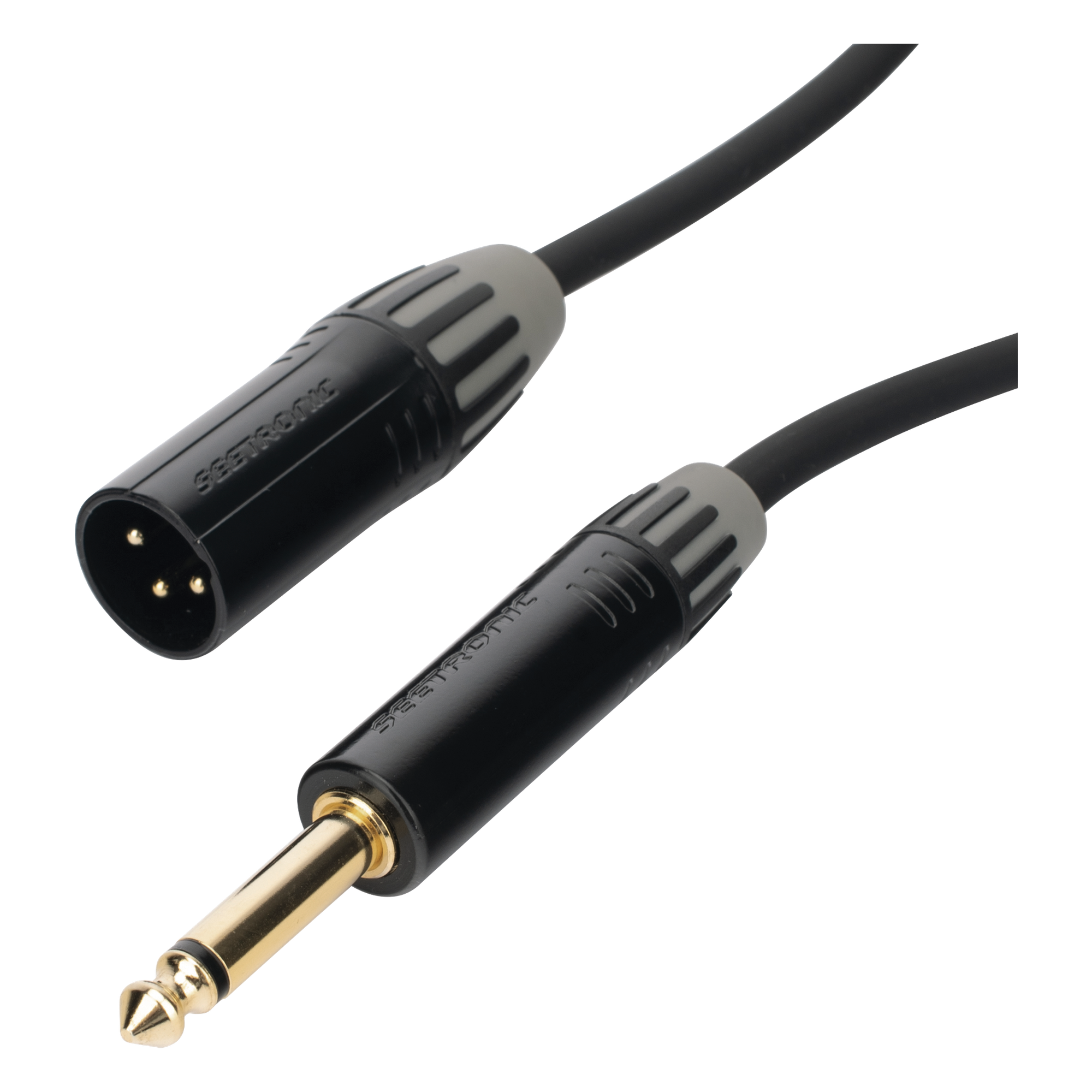 Cable de Audio XLR a Plug / 3 Polos Macho a 1/4 in Mono / Doble Blindaje / Longitud 3 m (9.8 ft) / Conectores Seetronic Serie M — COSMICONN · SKU CMC-MM3-PM-L-3M