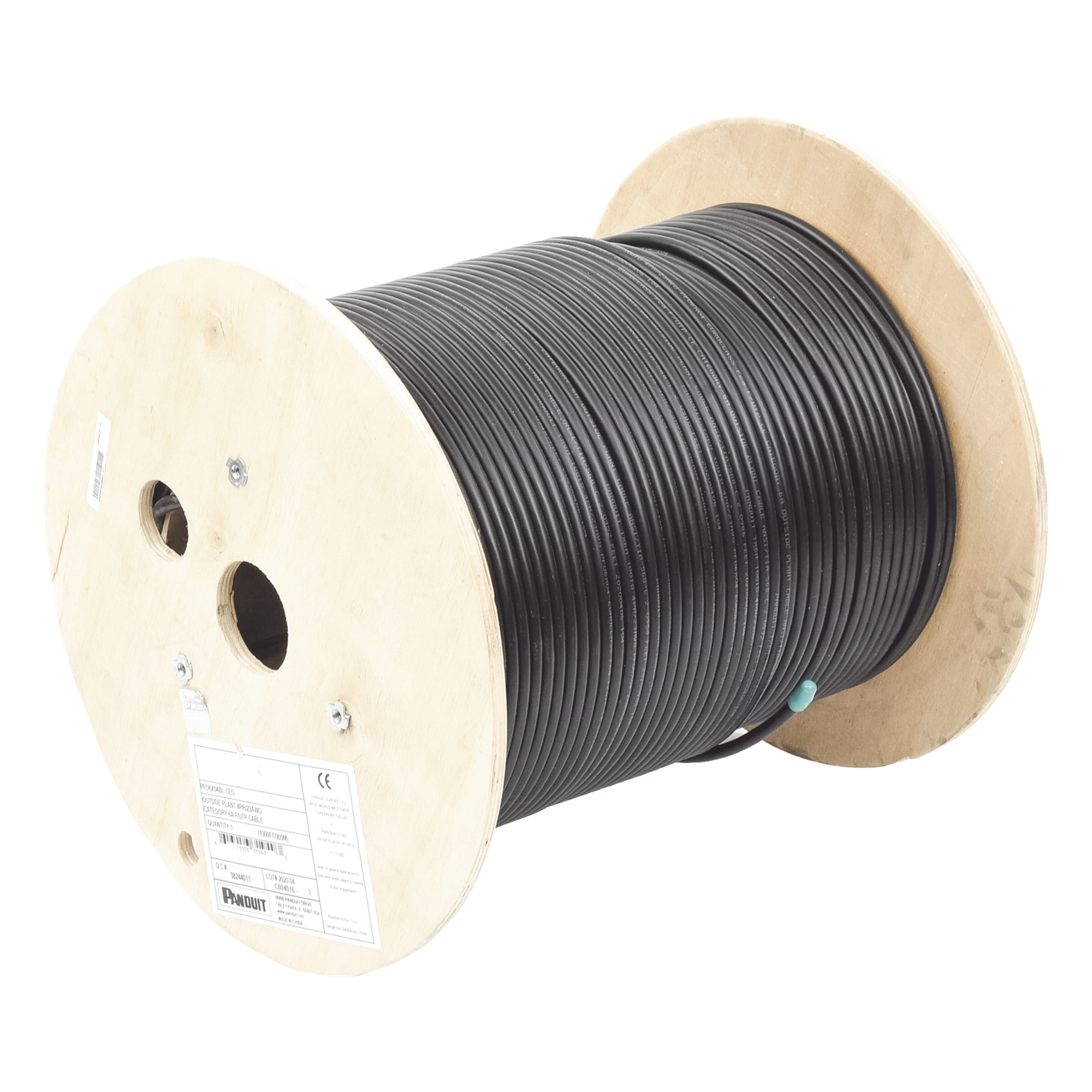 Bobina de Cable Planta Externa con Gel, de 4 Pares, Cat6A, Blindado F/UTP, Color Negro, 305 Metros (1000 Pies)