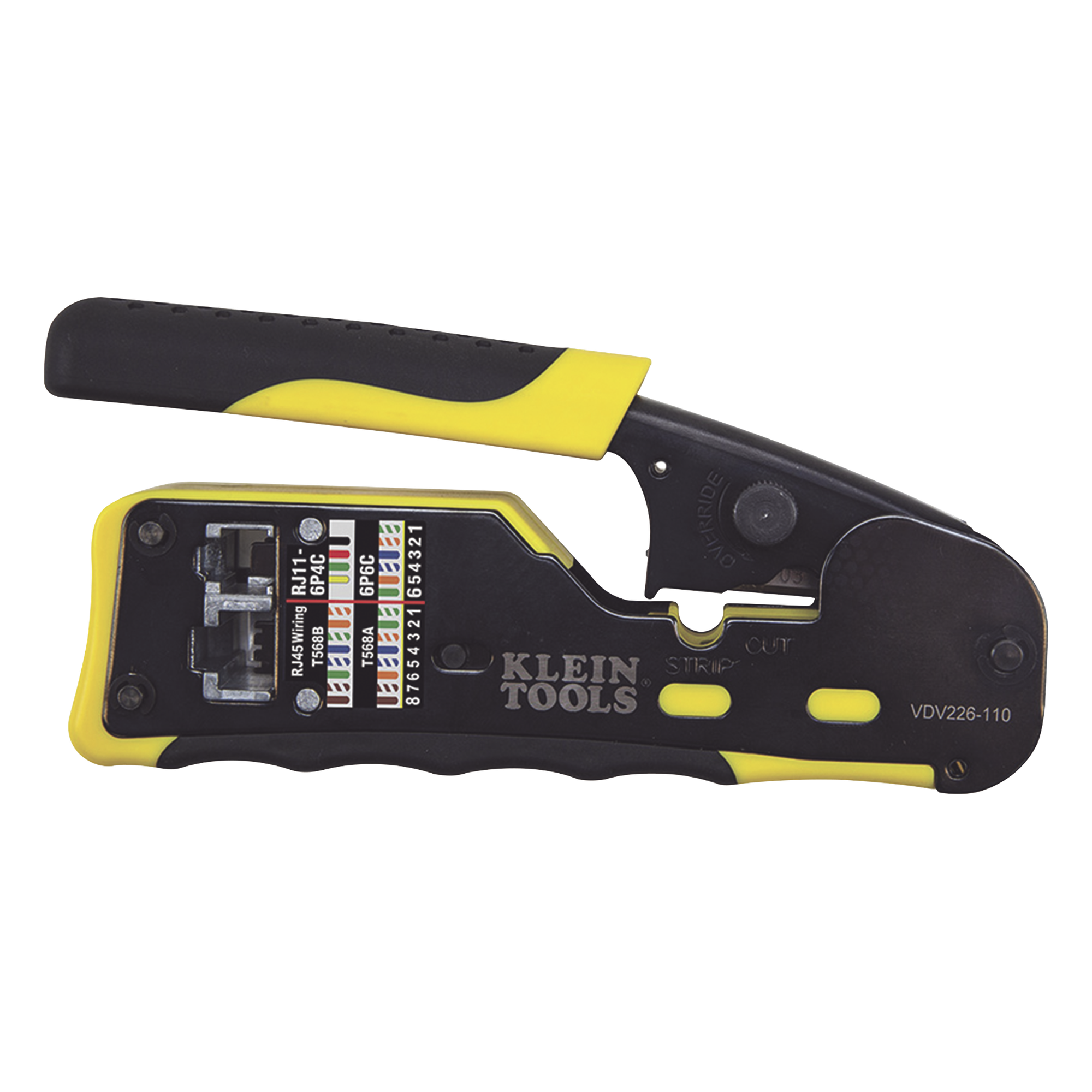 Ponchadora/Pelacables/Cortacables / Conectores Pass-Thru RJ45 / RJ11/RJ12 Estándar / Matraca Ciclo Completo / 28-22 AWG — KLEIN TOOLS · SKU VDV226-110