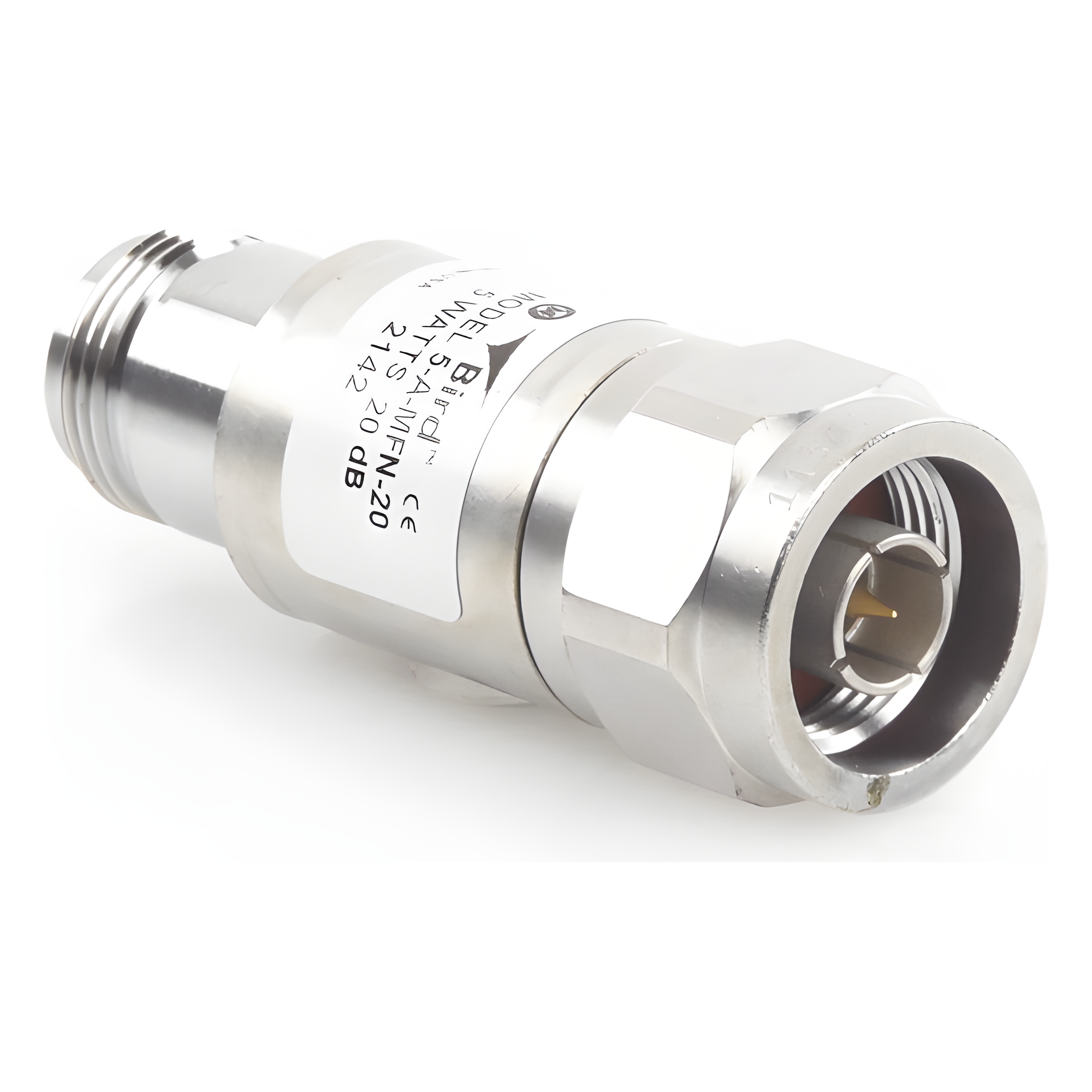 Atenuador en Línea / 20 dB / 5 W / CD-4 GHz / Conectores N Macho-Hembra / Acero Inoxidable