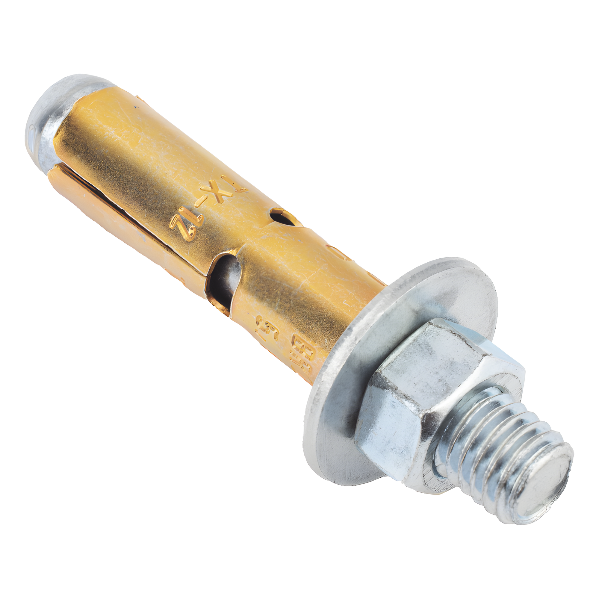 Taquete de Expansión / Cuerda 1/2" (13 mm) / Largo 3 1/2" (89 mm) / Carga Tensión 760 kg / Carga Cortante 848 kg / Camisa Corta Robusta — ANCLO · SKU ANC-TX12312