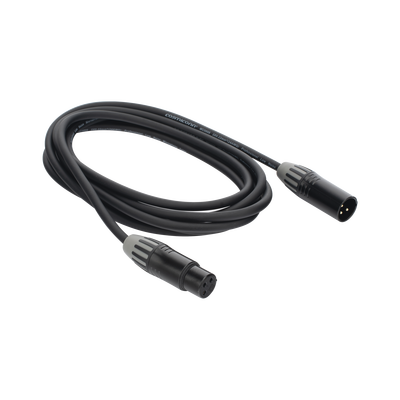 Cable XLR | 3 polos | Conector Hembra-Macho | Serie M | Carcasa Negra | Contactos Dorados | Ideal para Microfonía | Longitud 3m