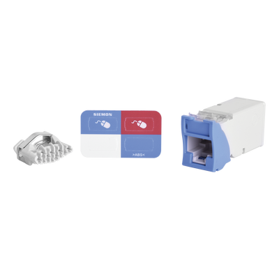 Jack UTP Categoría 6 / Montaje Híbrido Plano y Angulado / Terminación Z-Tool / IDC Diagonal Alta Densidad / Color Azul / Versión Bulk — SIEMON · SKU Z6-06B