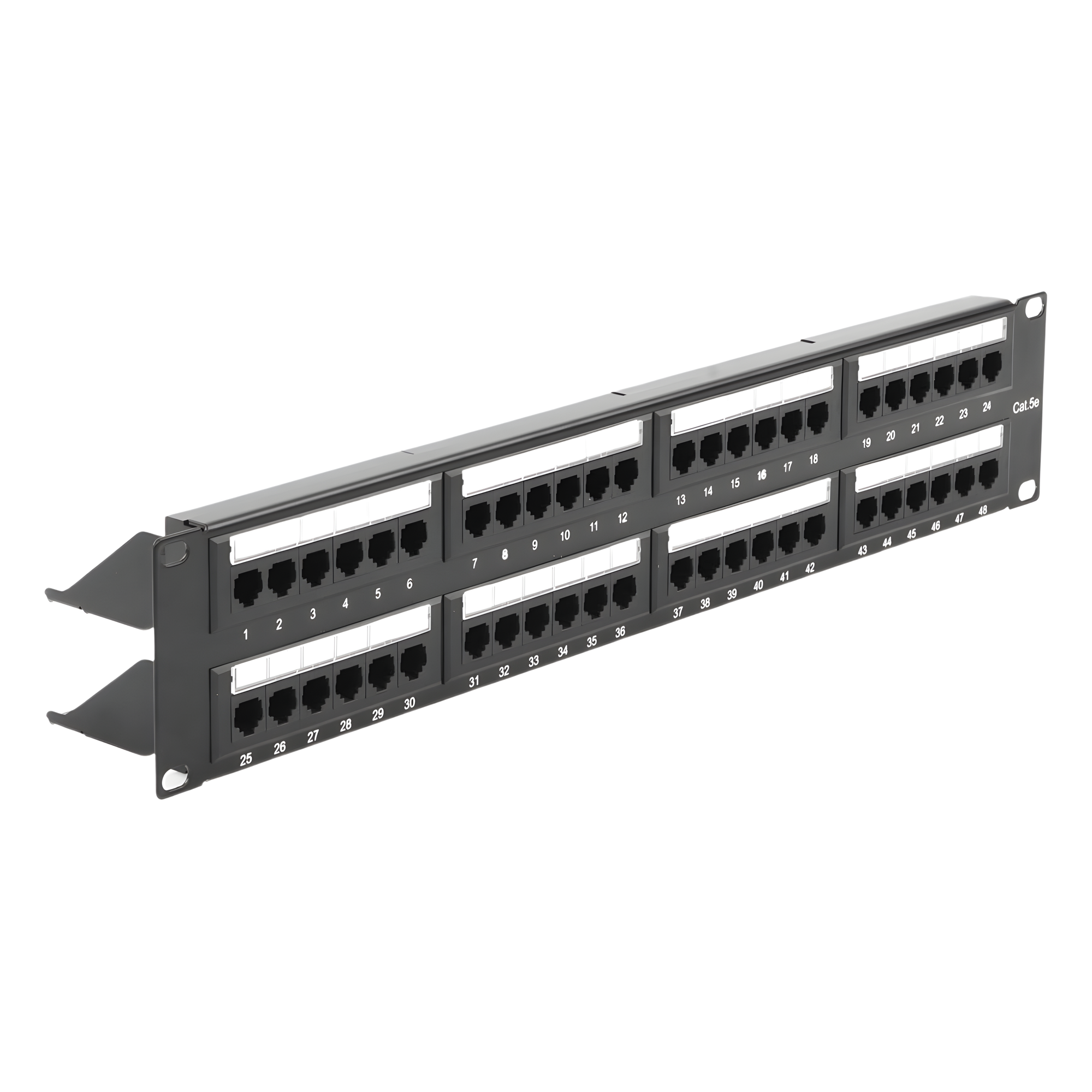 Panel de Parcheo de Impacto (110) UTP de 48 Puertos Cat5e 19 Pulgadas (48.26 cm), 2U con Barra para Organizar Cable
