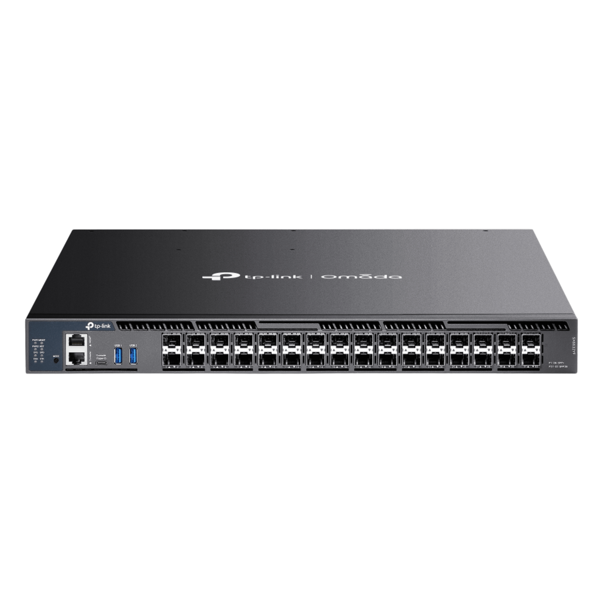 Switch Gestionado L3+ / 26 Puertos SFP+ 10G / 6 Puertos SFP28 10G/5G / 820 Gbps Capacidad Conmutación / Apilamiento 4 Unidades / Redundancia PSU — TP-LINK · SKU SX6632YF
