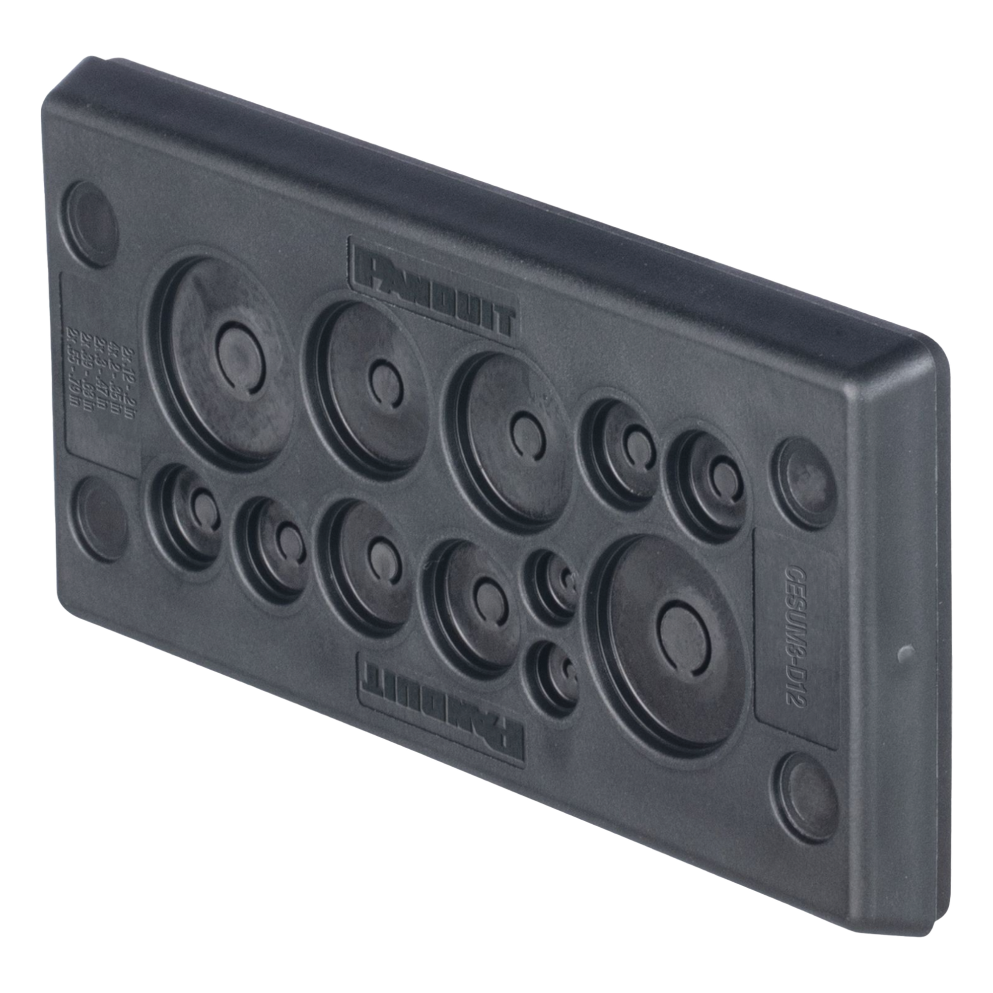 Pasacables Rectangular de Membrana / IP66 / 12 Orificios / Cables 3 mm a 20 mm / 3.39" x 1.42" / 4.8" (121.9 mm) de Largo