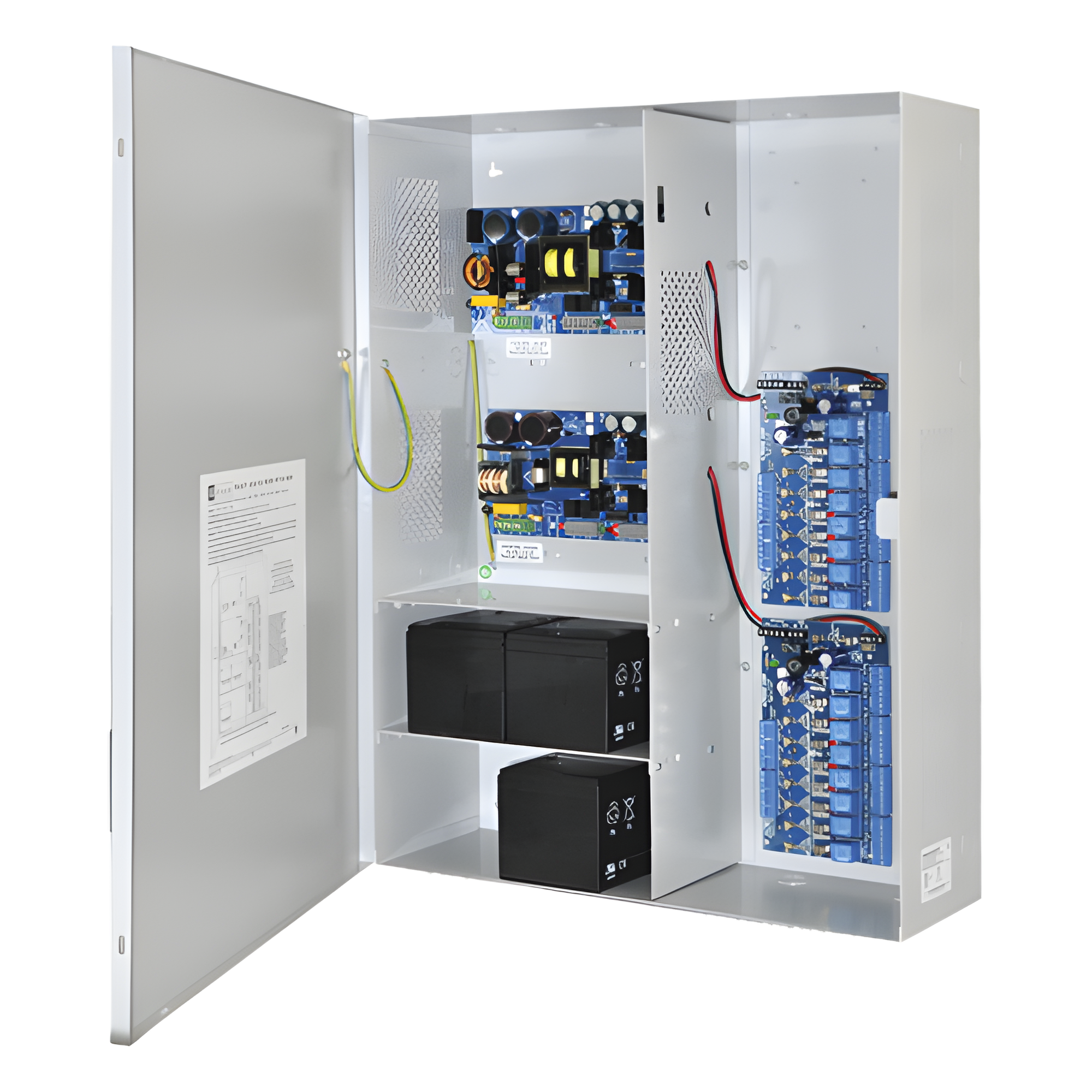 Fuente de poder DUAL ALTRONIX de 12 Vcc @ 9.3 Amper, y 24 Vcc @ 9.6 Amper con 16 salidas, con capacidad de batería de respaldo, requiere batería, para aplicaciones de control de acceso, alarmas, CCTV, con voltaje de entrada en 120 Vca 