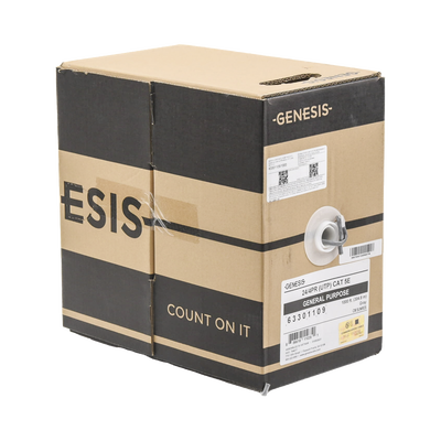 Bobina de Cable de 305 Metros (1000 Pies) UTP Cat5e / Color Gris / UL, CM, Probado a 350 Mhz / Para Aplicaciones de CCTV, Redes de Datos, IP Megapixel, Control RS485