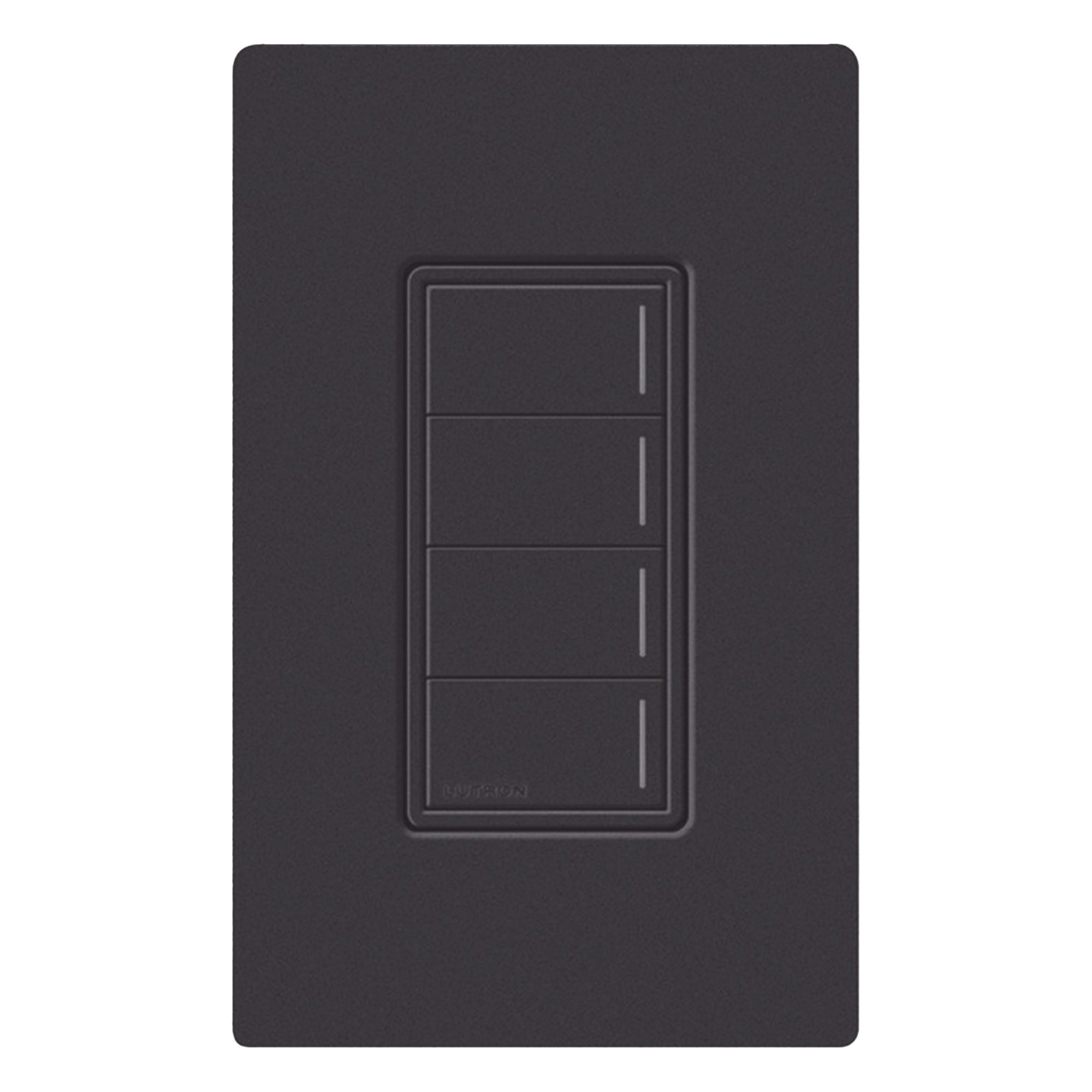 Botonera de Pared para Sistema de Automatización / 4 Botones de Escena / Retroiluminada / Alimentación 120-277 V / RF Clear Connect Type X / 75 ft (22.9 m) / Acabado Midnight — LUTRON RADIORA 3 · SKU RRSTHN4BMN