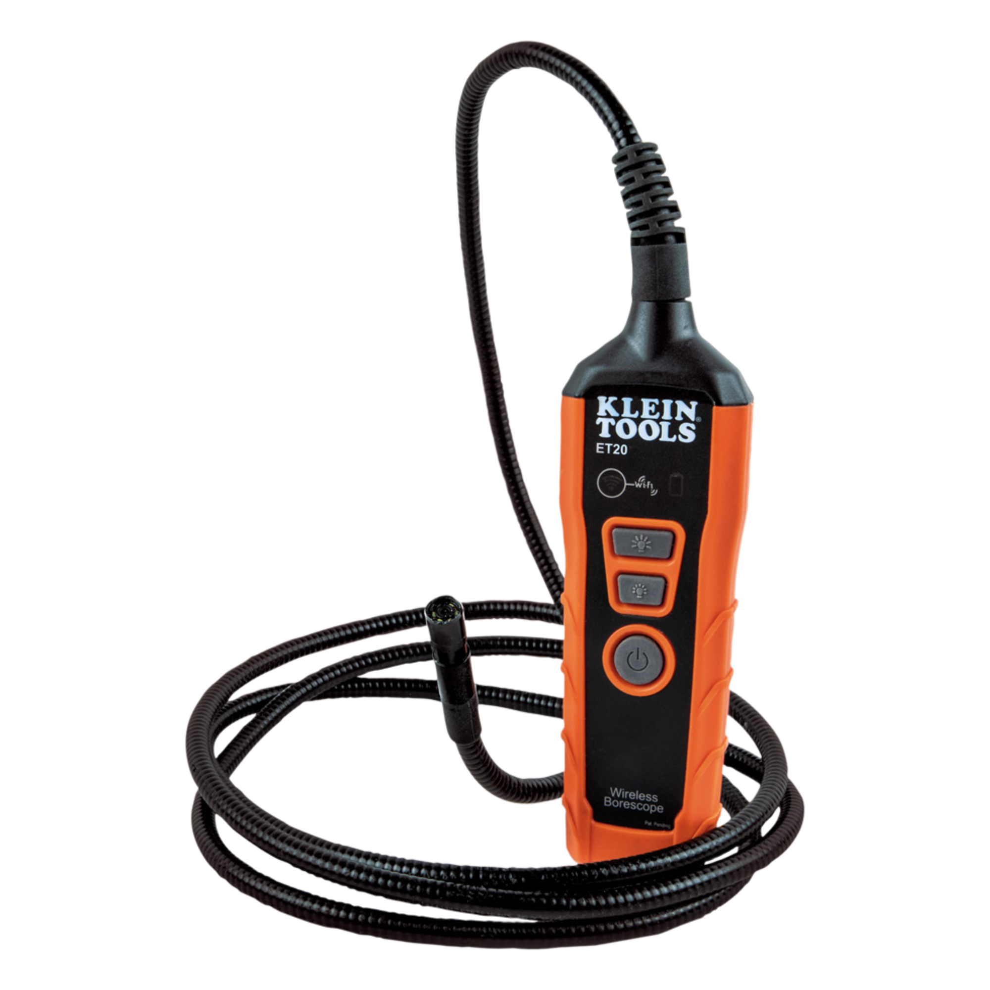Boroscopio WiFi / Cámara 9 mm / Alcance 9 m (29.5 ft) / IP67 / Resolución 640x480 px / Cuello Flexible 1.8 m (5.9 ft) / LED Ajustables / Batería 5.5 h — KLEIN TOOLS · SKU ET20