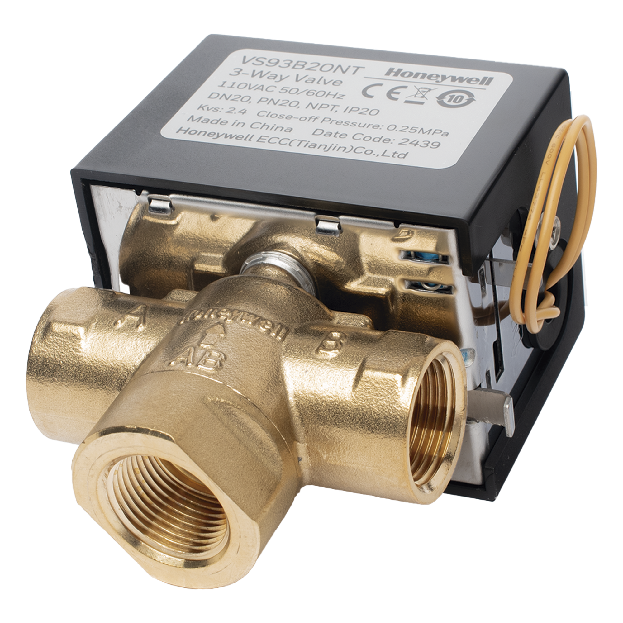 Válvula de Control Eléctrica 3 Vías / Fancoil / Retorno por Resorte NC / 110 V CA / DN20 (3/4") NPT / PN20 / On/Off