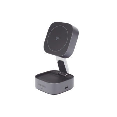 Cargador Inalámbrico 2 en 1 25W / Tecnología Magnética Qi 2 / 15W para Teléfono + 5W para Auriculares / Puerto USB-C 5W / Protecciones Múltiples / Cable USB-C Incluido