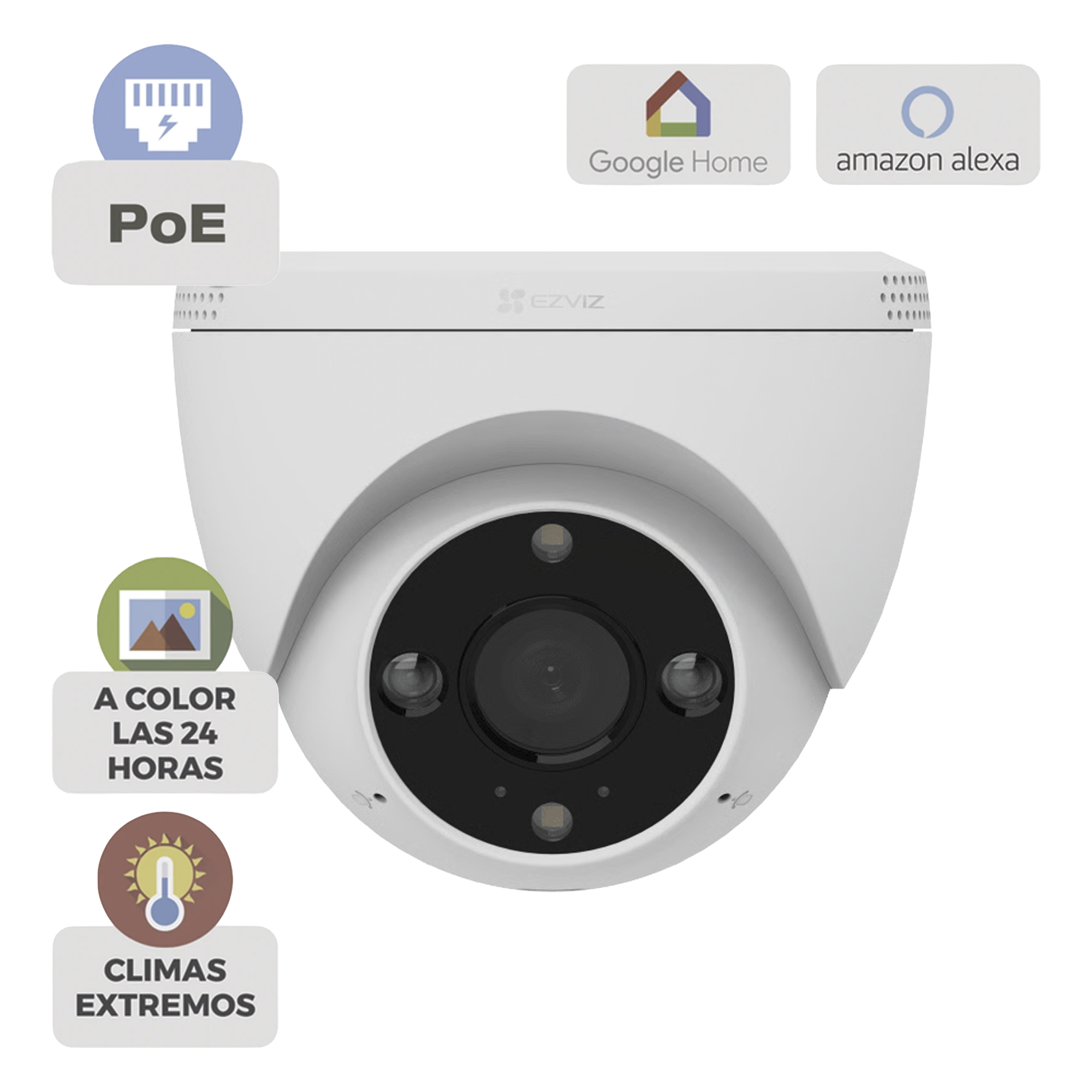 Cámara IP Bullet PoE / 3 Megapixel 2K / Visión Nocturna Color 30 m (98.4 ft) / Detección IA Humano/Vehículo / Audio Bidireccional / Defensa Activa / IP67 — EZVIZ · SKU CSH4/POE