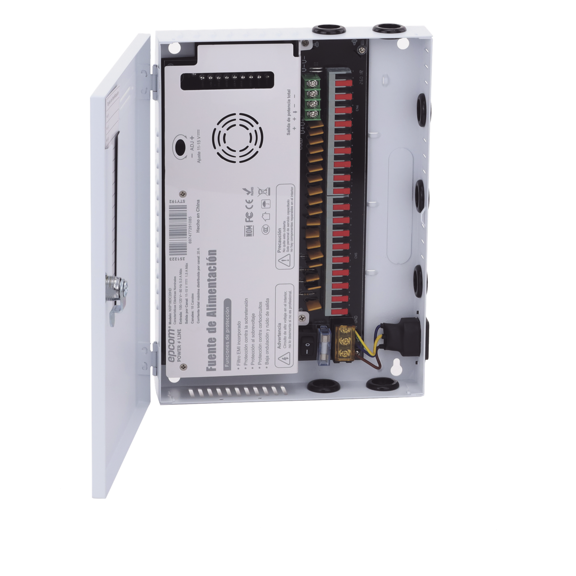 Fuente de Alimentación / 18 Canales / 20 A / 11-15 VCC / 250 W / Filtro de Ruido por Canal / Doble Ventilador