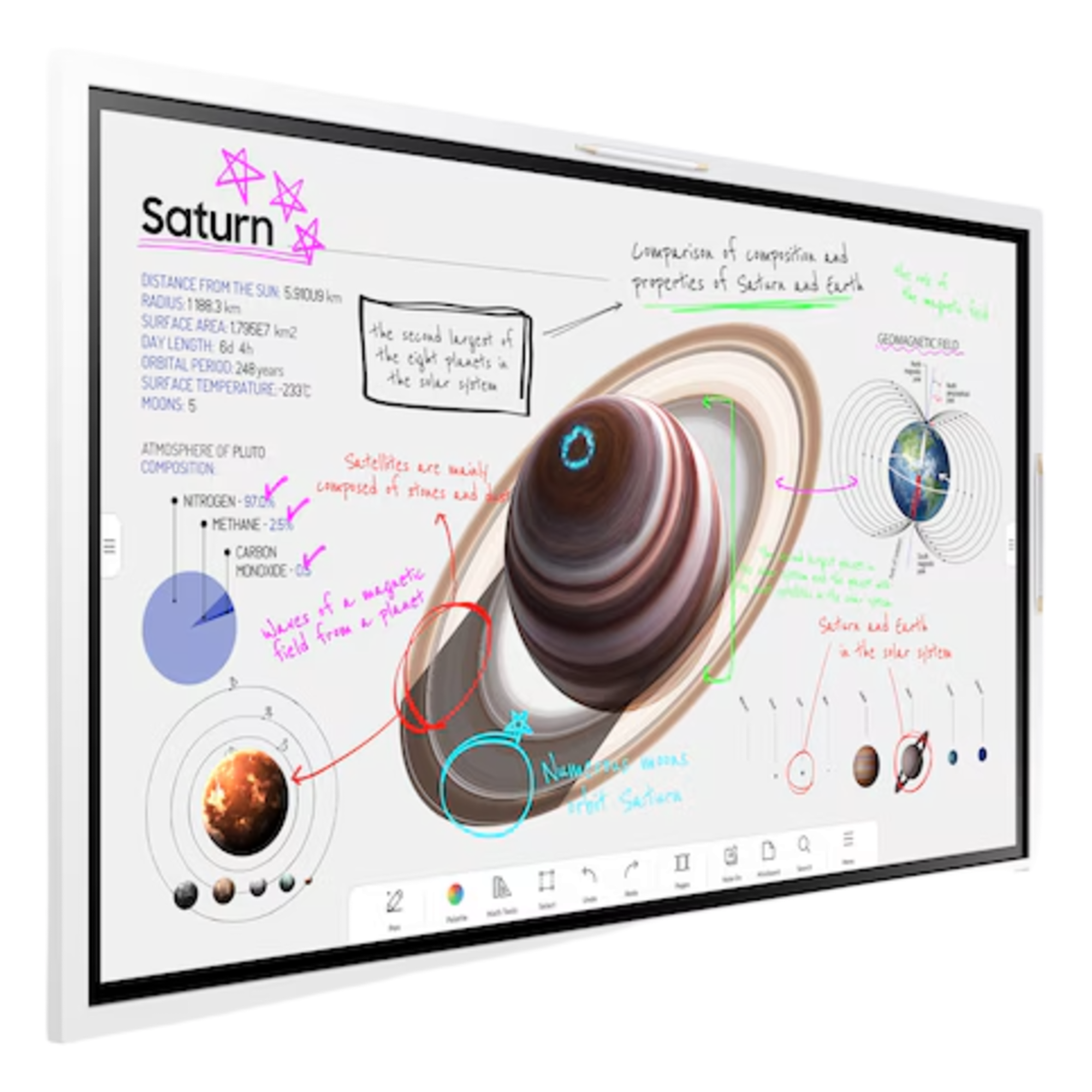 Pantalla Interactiva Digital / 55 Pulgadas / 4K UHD 3840x2160 / Touch IR 20 Puntos / Whiteboard 4 Usuarios / Tizen 9.0 / Wi-Fi / Bluetooth