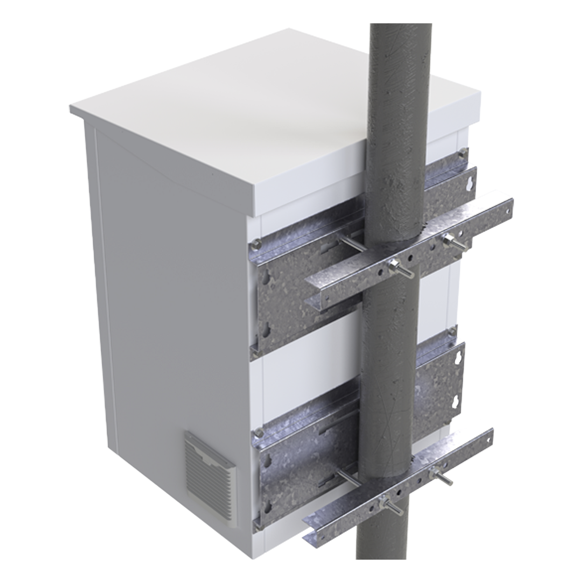 Herraje de Fijación para Gabinete / Compatible 16U y 24U / Acero Galvanizado / Pared, Poste o Torre