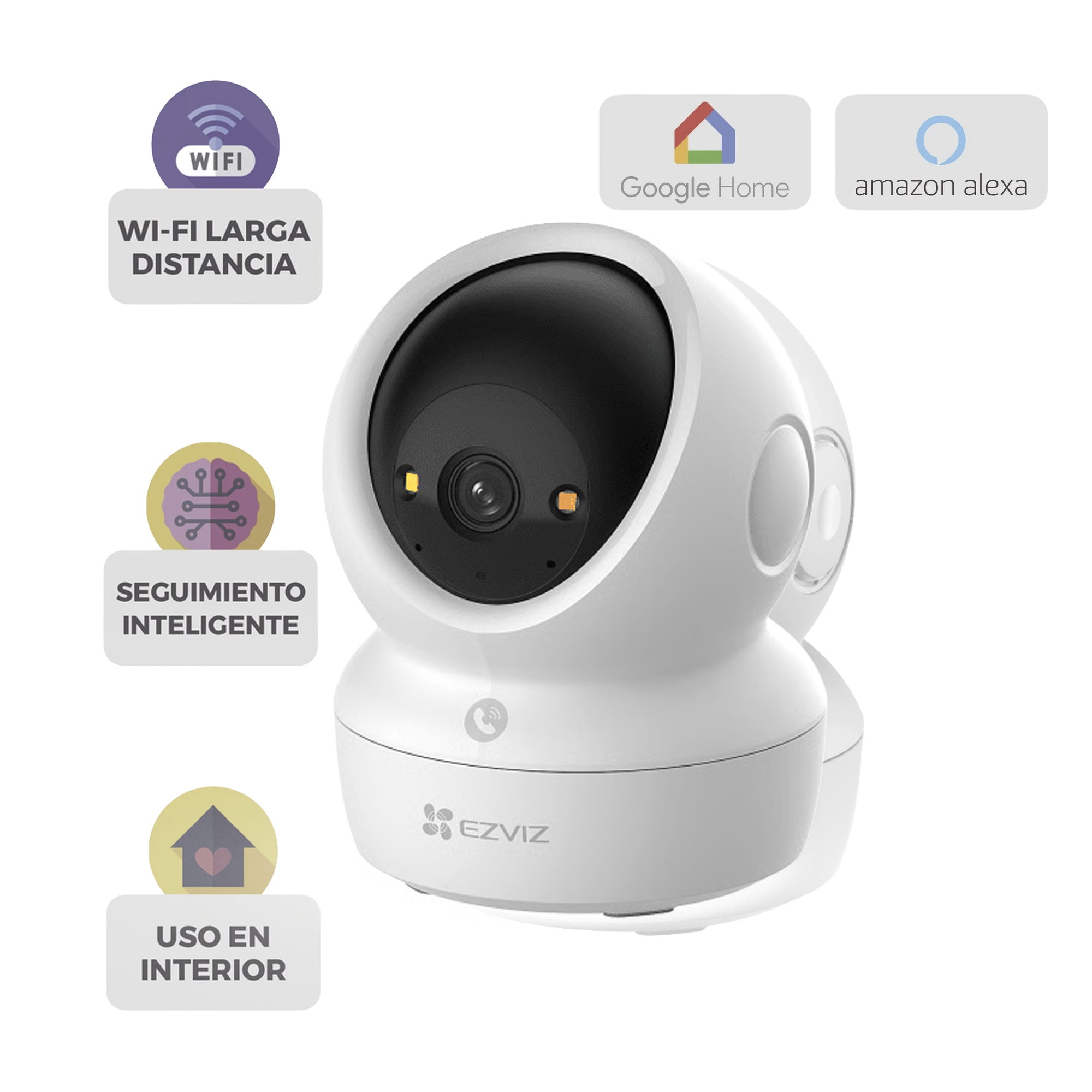Cámara PT IP / 4K 8 Megapixel / Wi-Fi Dual 2.4/5 GHz / Visión Nocturna Color 10 m (32.8 ft) / Audio Bidireccional / Seguimiento Automático — EZVIZ · SKU CS-H6C-G1/8MP