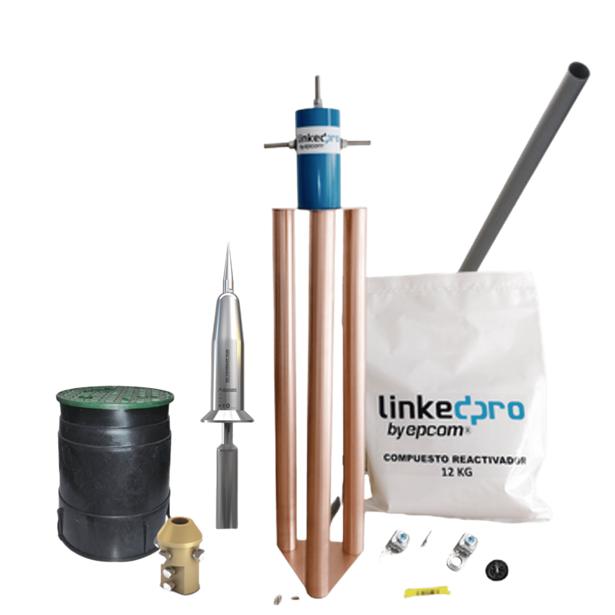 Kit Pararrayo PDC  Dat Controler Plus , Avance de Cebado:45 µs. Diámetro de Protección Máx: 130 m. Incluye Electrodo y Accesorios p/Torre.  — APLICACIONES TECNOLOGICAS · SKU AT-1545-KIT