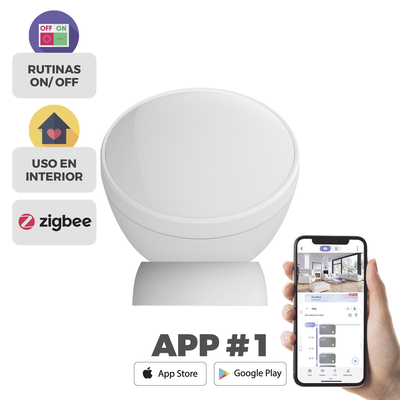 Sensor de Movimiento PIR / Inmunidad para Mascotas / Zigbee 3.0 / Alcance 7 m (23 ft) / Batería 3 Años / Ángulo 360°
