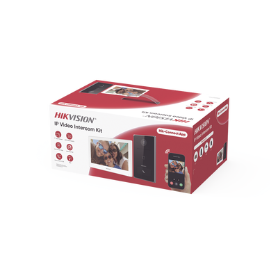 Kit de Videoportero IP / 2 Megapixel / IR 2.5 m (8.2 ft) / Pantalla Táctil 7" / Wi-Fi 2.4 GHz / Lector MiFARE / IP65 — HIKVISION · SKU DS-KIS608-P
