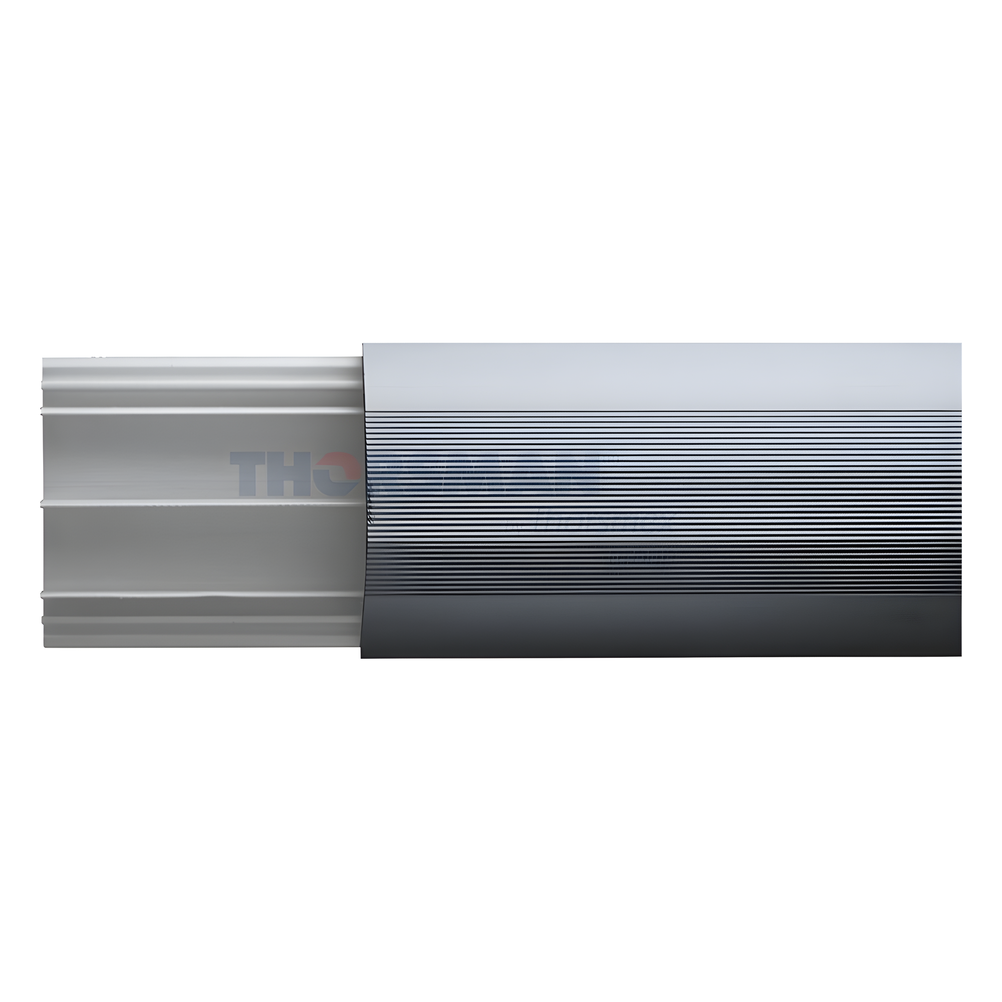 Ducto de Media Caña / Base PVC y Tapa Aluminio / 2.5 m (8.2 ft) de Largo / 90.5 mm x 19.7 mm / NOM-001-SEDE-2005 — THORSMAN · SKU DMCPVCAL