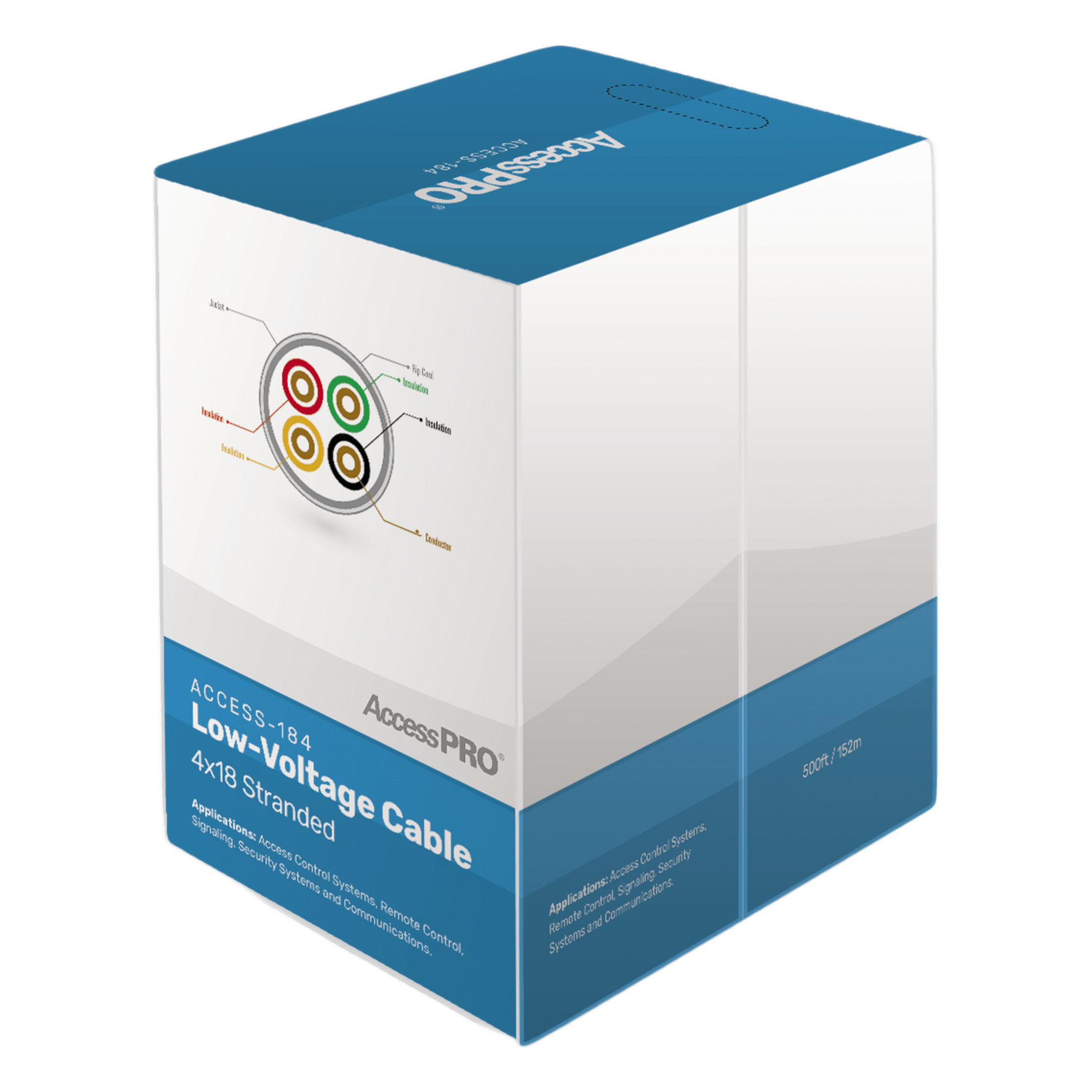 Bobina de cable / 4 conductores / 18 AWG / 152 m (500 ft) / FRPVC / CM / Control de acceso — ACCESSPRO · SKU ACCESS-184/500